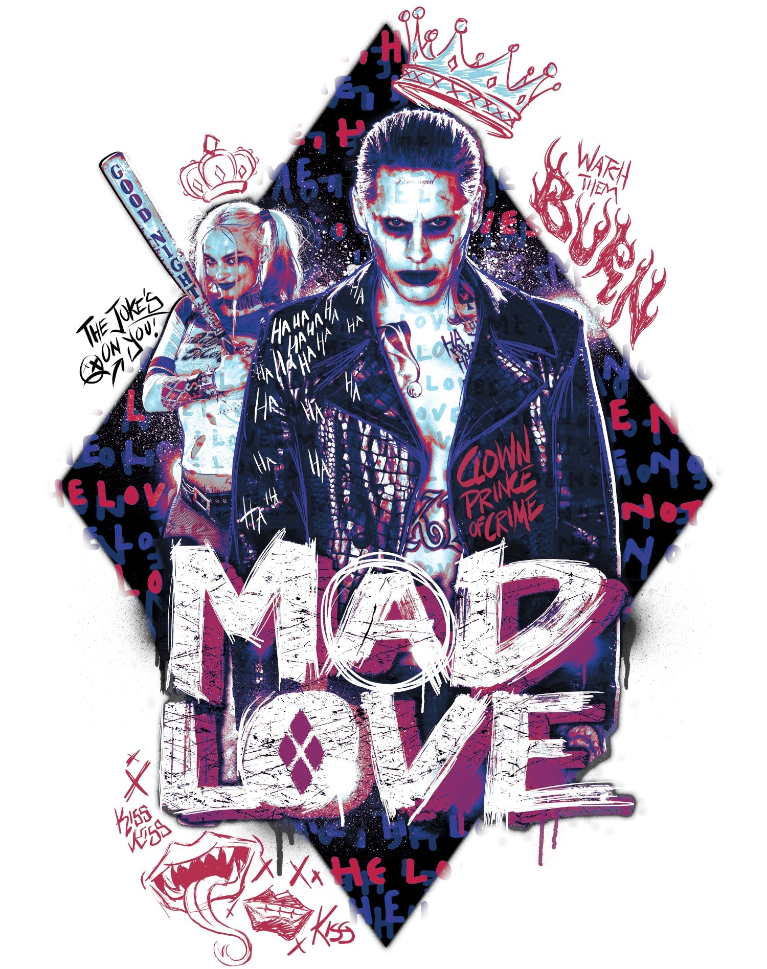 DC Comics Suicide Squad Joker-Harley Quinn Mad Love Official Sweatshirt ()