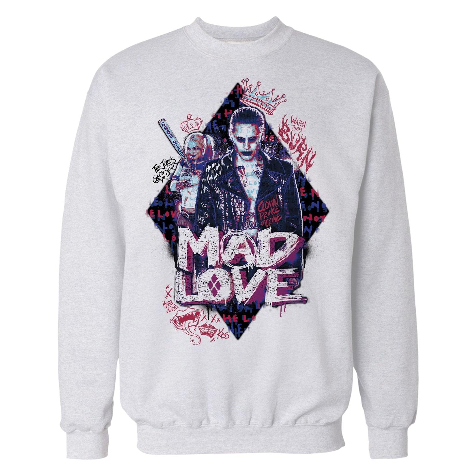 DC Comics Suicide Squad Joker-Harley Quinn Mad Love Official Sweatshirt ()