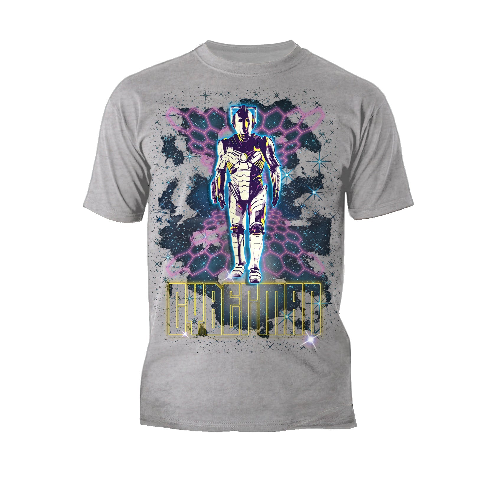 Doctor Who 80s Neon Cyberman Official Men's T-shirt
