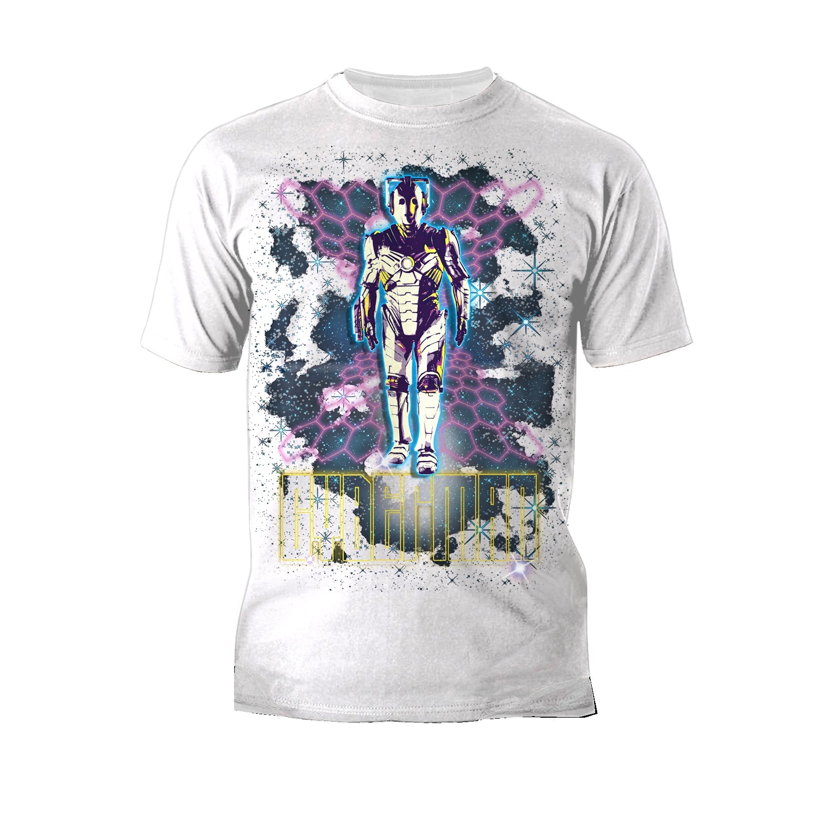 Doctor Who 80s Neon Cyberman Official Men's T-shirt