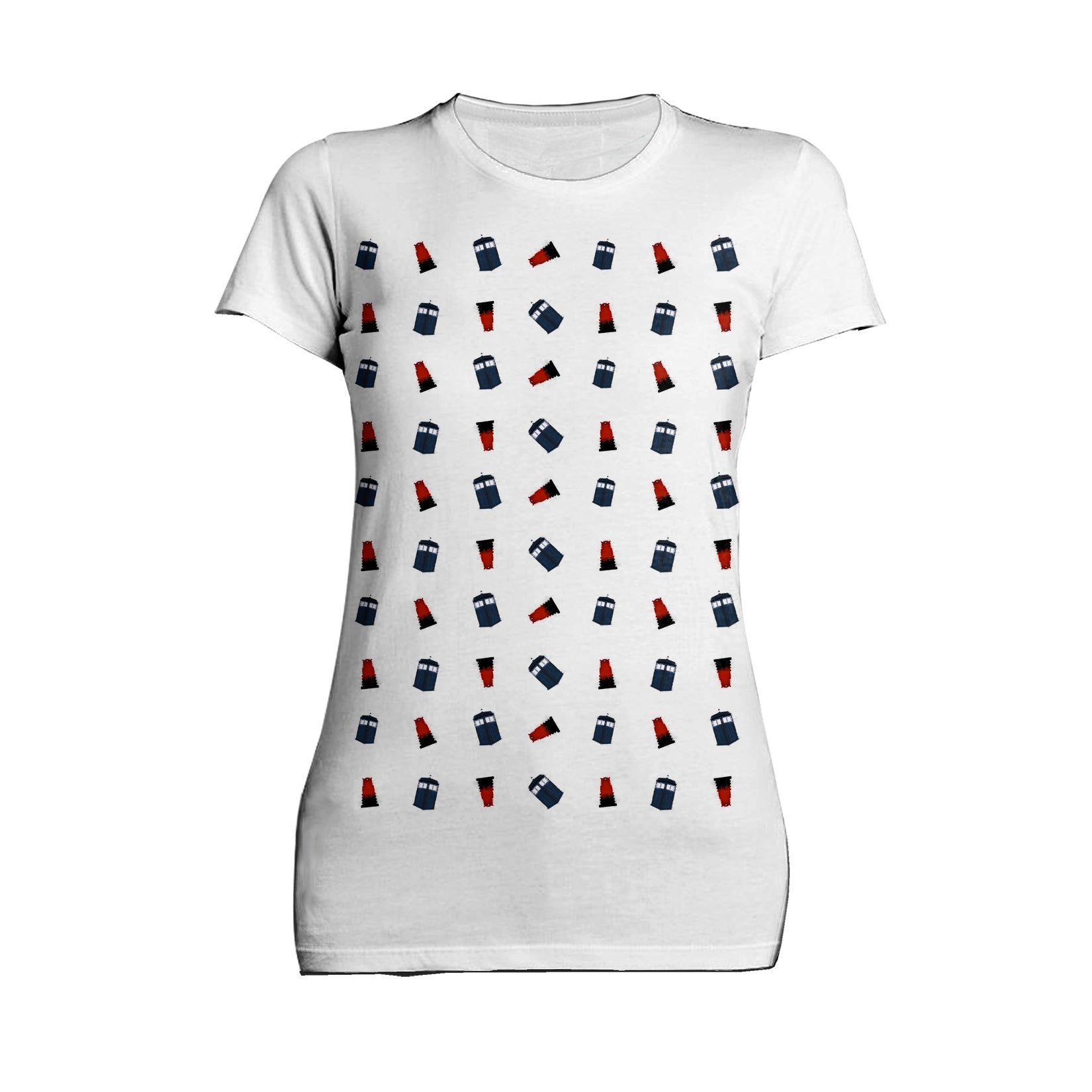 Doctor Who Pattern Tardis Dalek Official Women's T-shirt