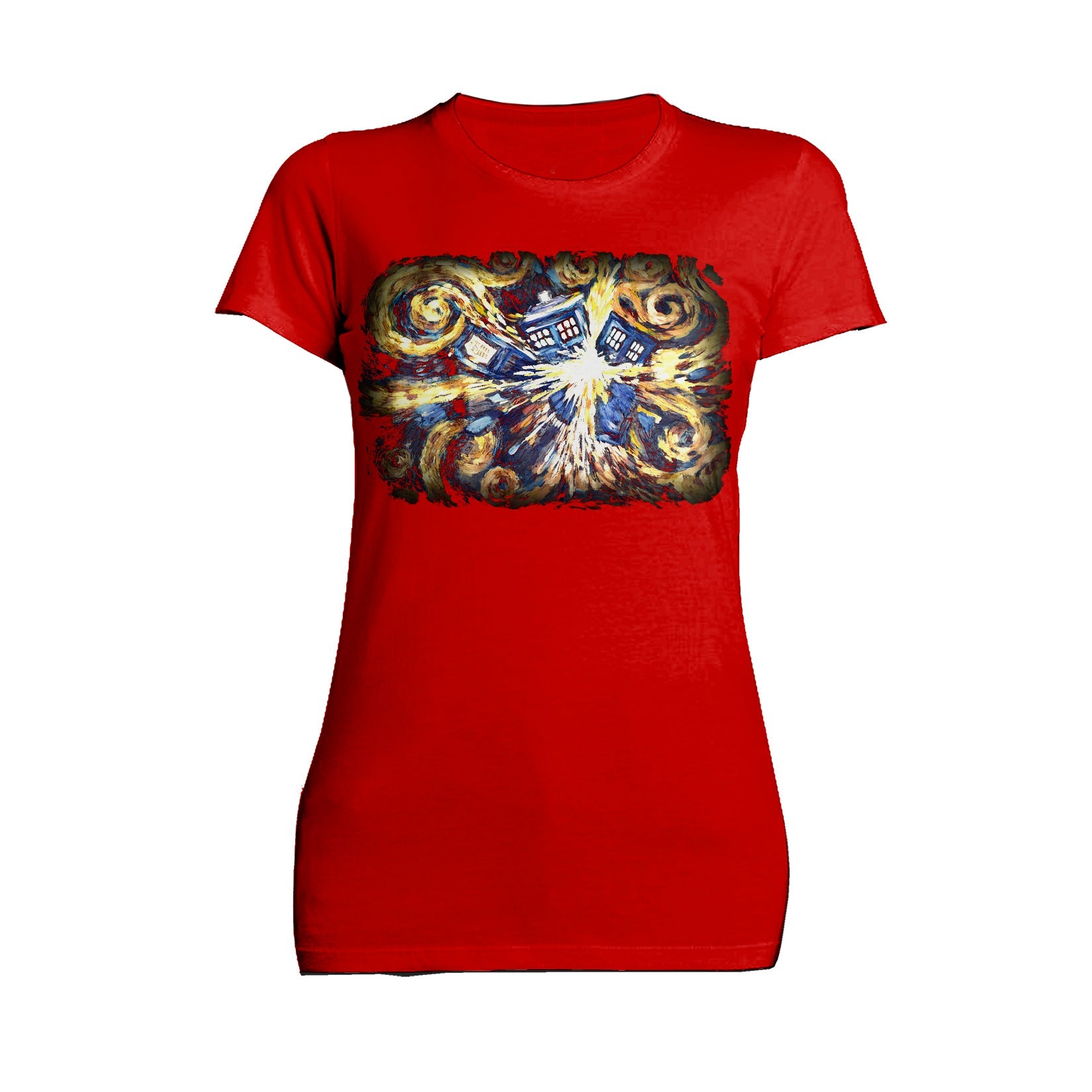 Doctor Who Art Tardis Van Gogh Official Women's T-shirt