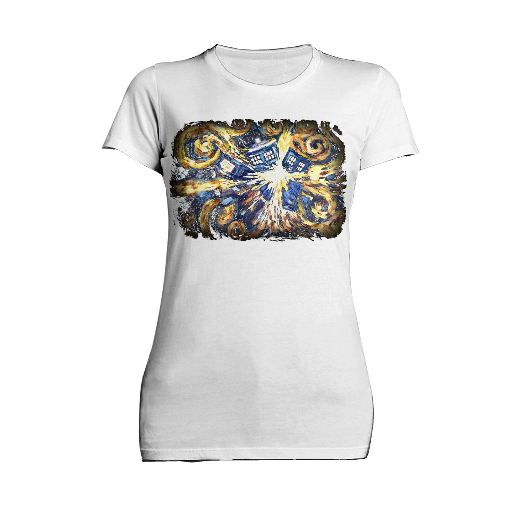 Doctor Who Art Tardis Van Gogh Official Women's T-shirt