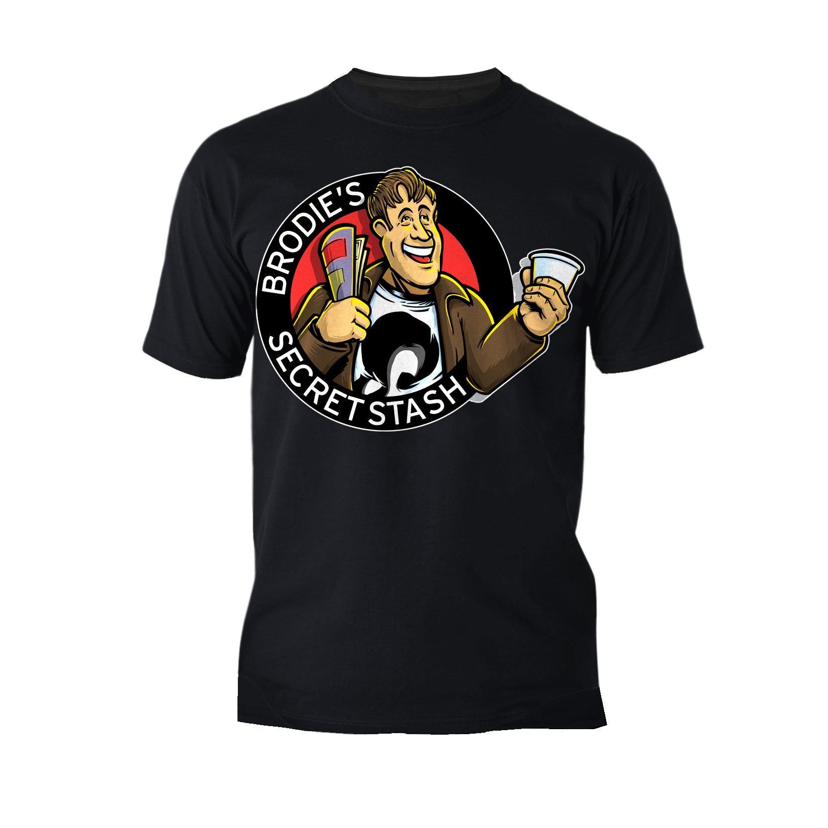 Kevin Smith Jay & Silent Bob Reboot Brodie's Secret Stash Comic Book Store Logo Official Men's T-Shirt