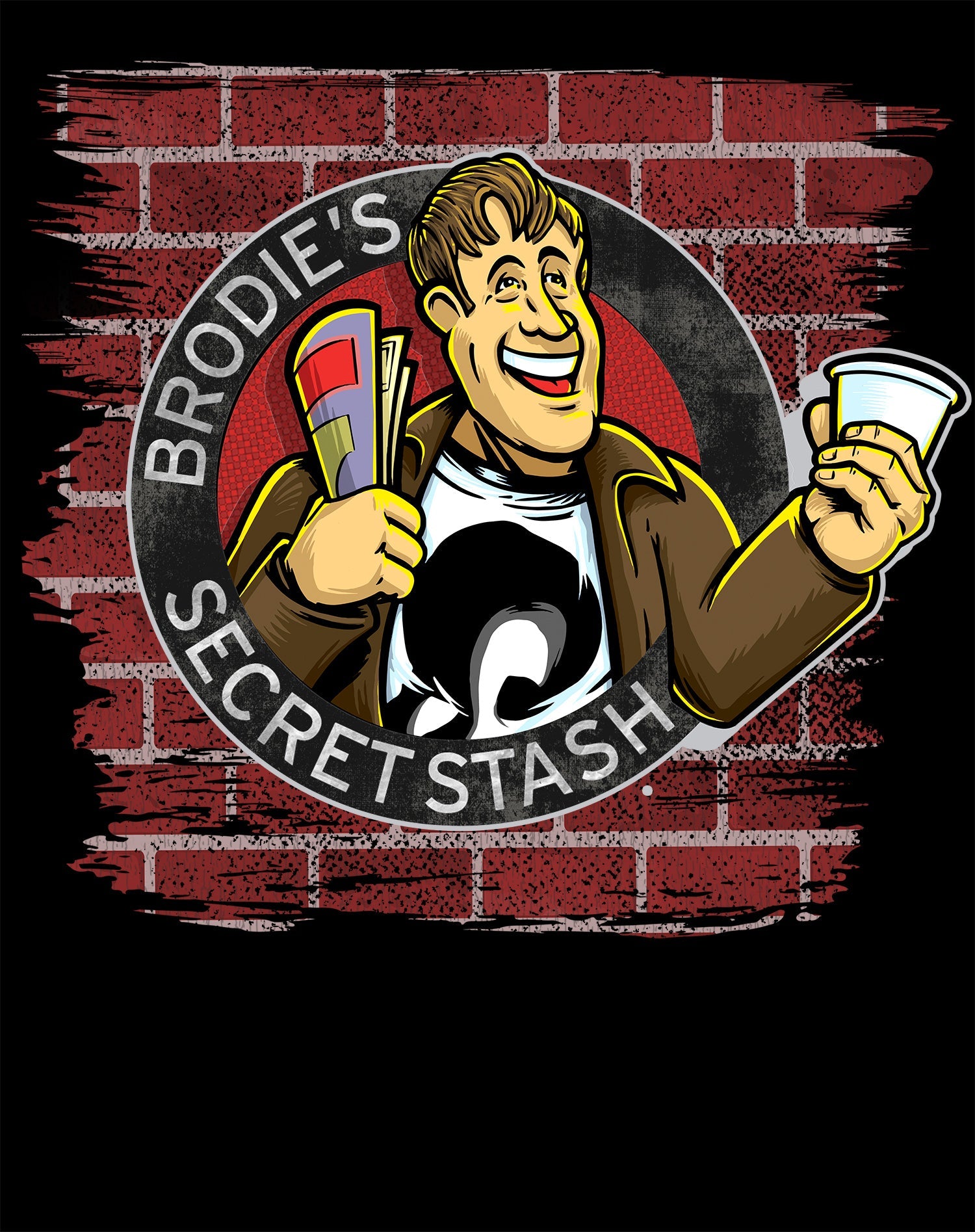 Kevin Smith Jay & Silent Bob Reboot Brodie's Secret Stash Store Logo Wall Official Men's T-Shirt