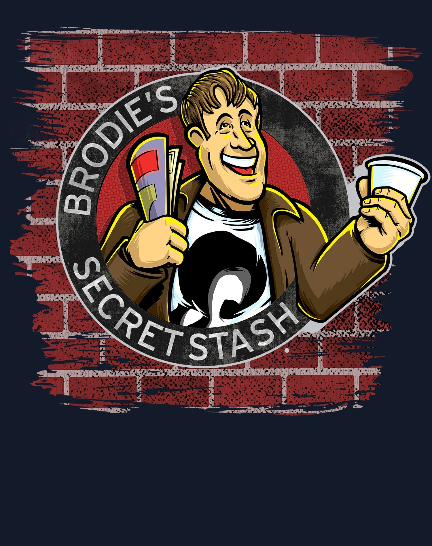 Kevin Smith Jay & Silent Bob Reboot Brodie's Secret Stash Store Logo Wall Official Men's T-Shirt