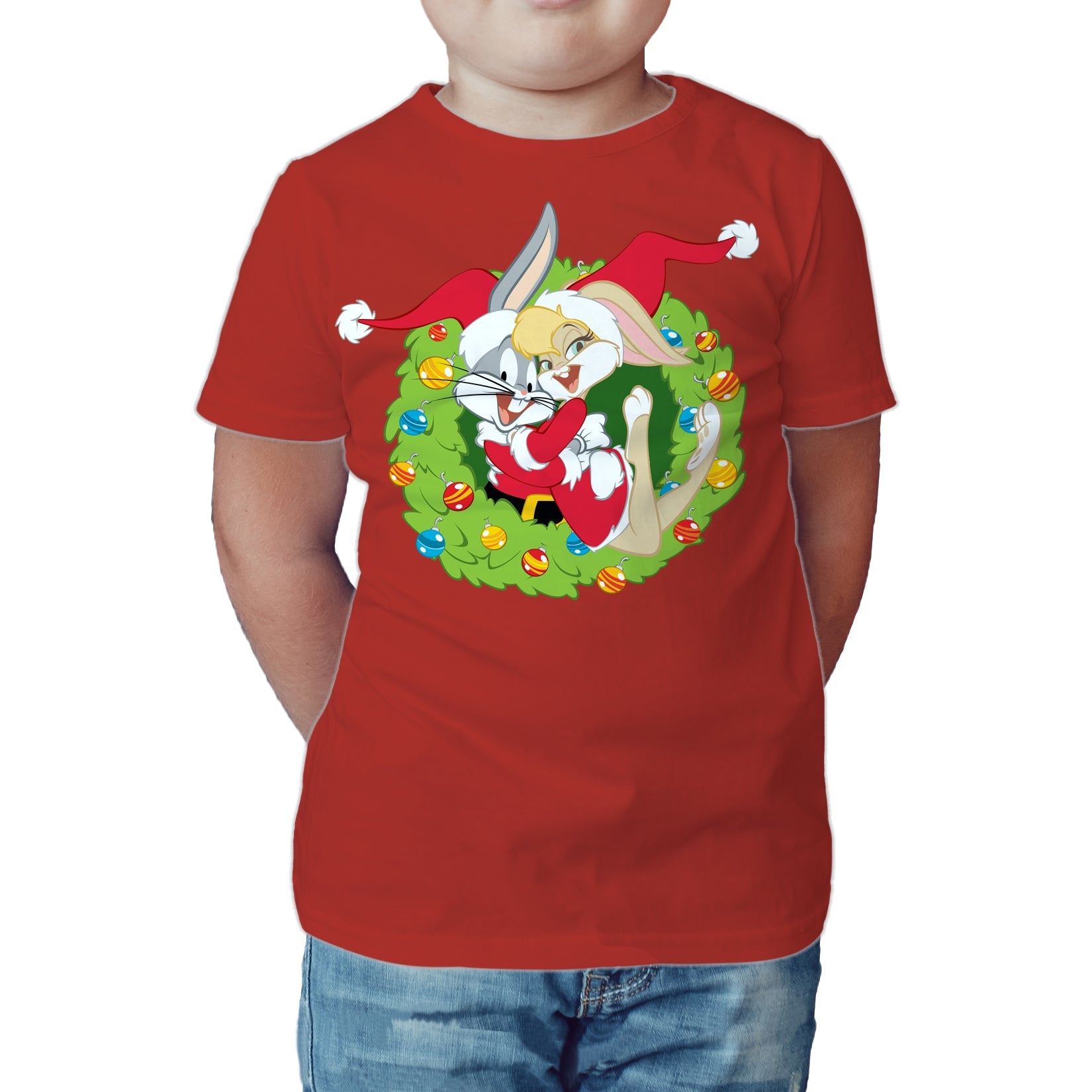 Looney Tunes Bugs Lola Bunny Xmas Santa Official Kid's T-Shirt