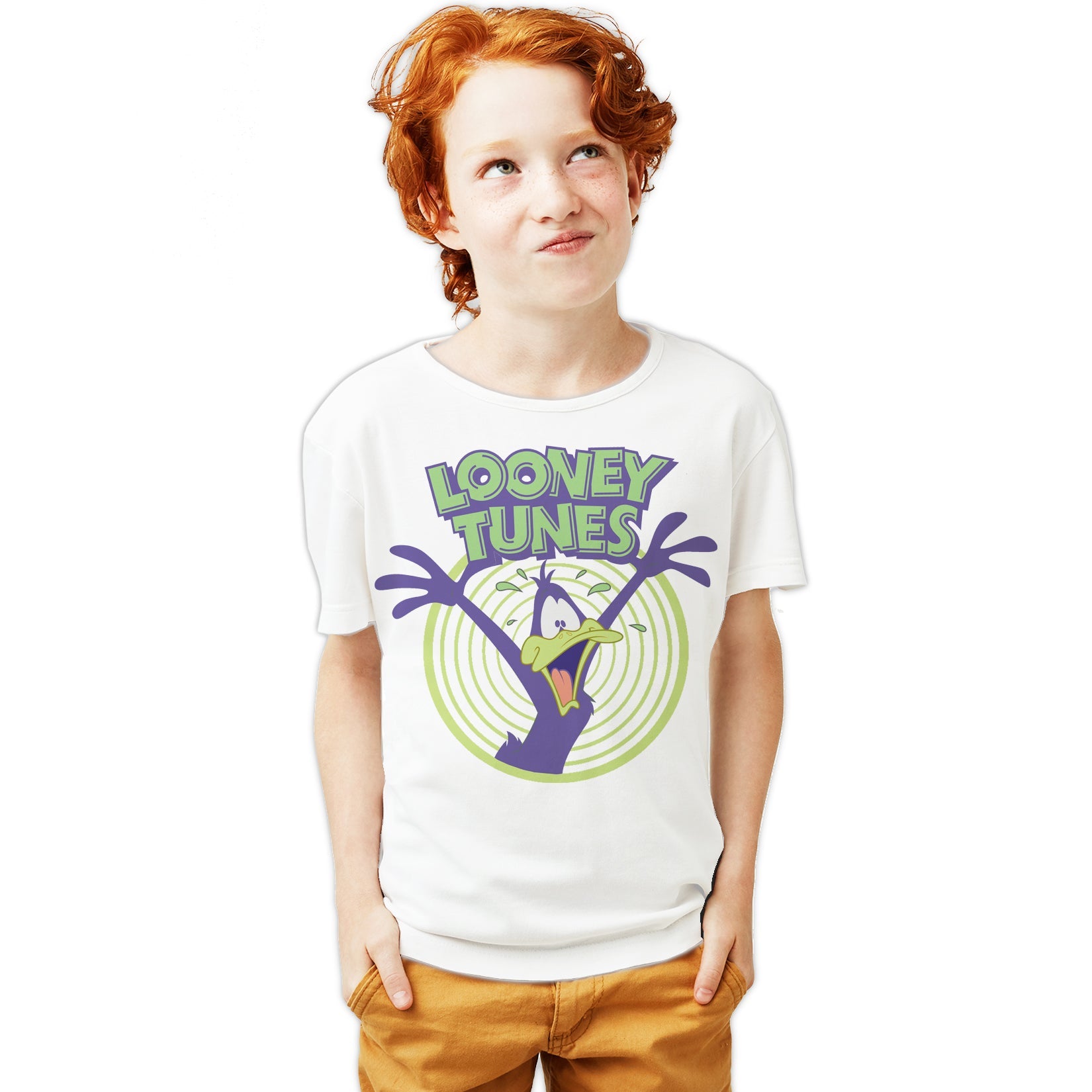 Looney Tunes Daffy Duck +Logo Crazy Official Youth T-shirt