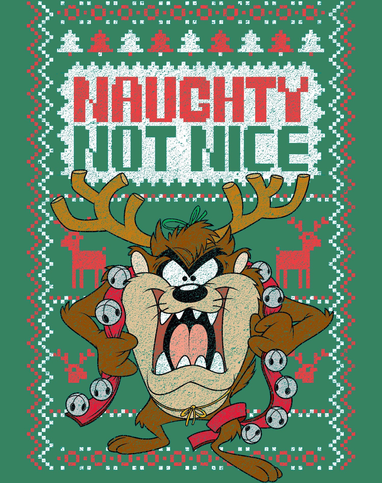 Looney Tunes Tasmanian Devil Xmas Naughty Official Kid's T-Shirt