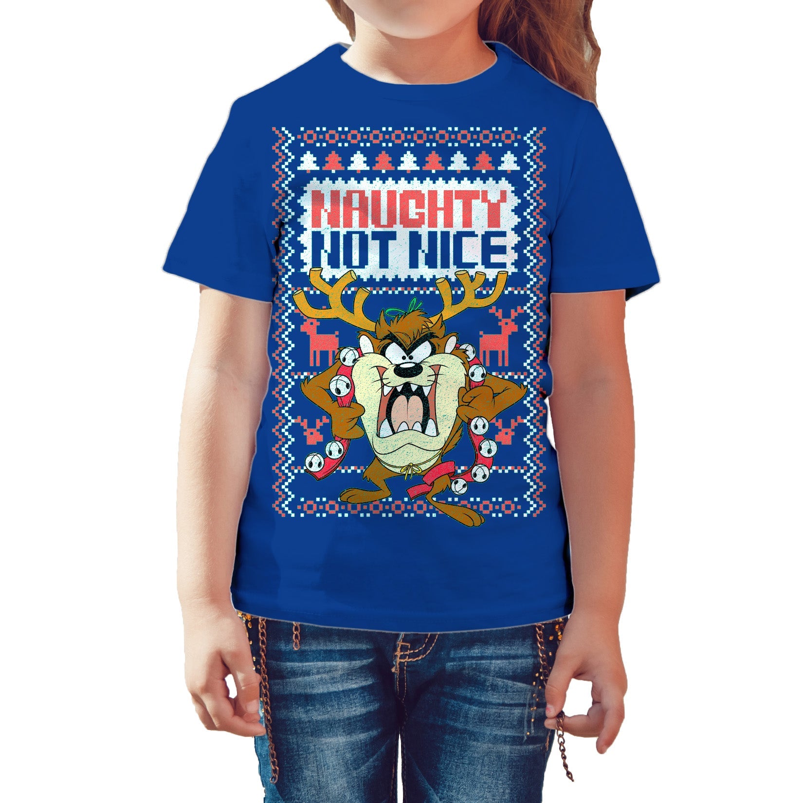 Looney Tunes Tasmanian Devil Xmas Naughty Official Kid's T-Shirt