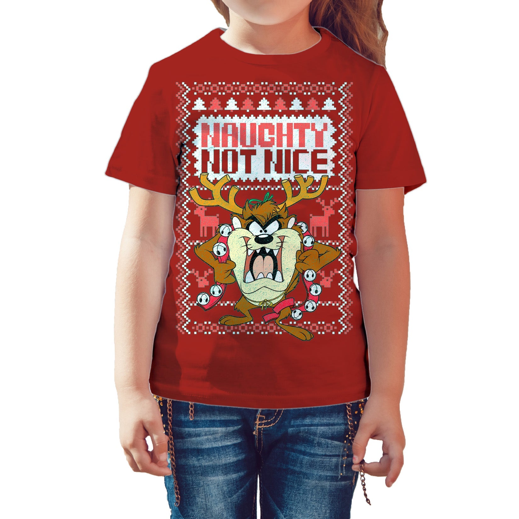 Looney Tunes Tasmanian Devil Xmas Naughty Official Kid's T-Shirt