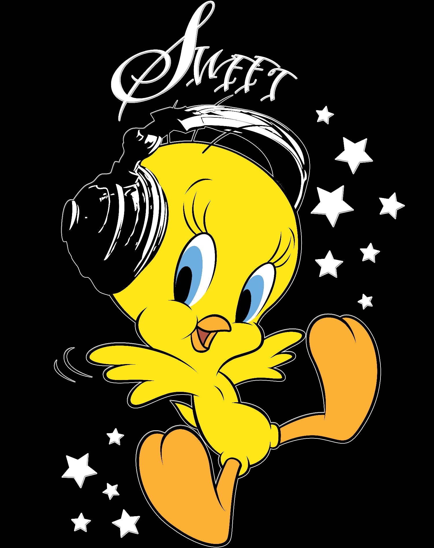 Looney Tunes Tweety Headphones Official Women' T-Shirt