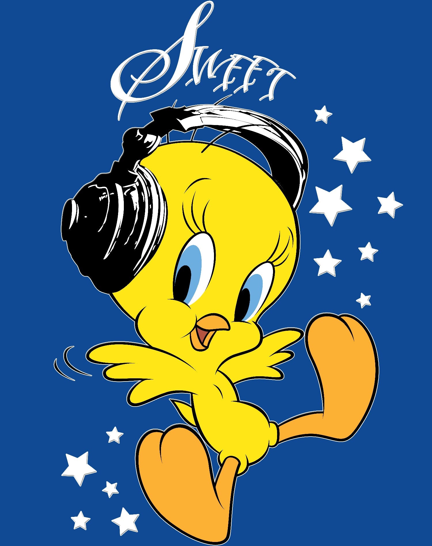 Looney Tunes Tweety Headphones Official Youth T-Shirt