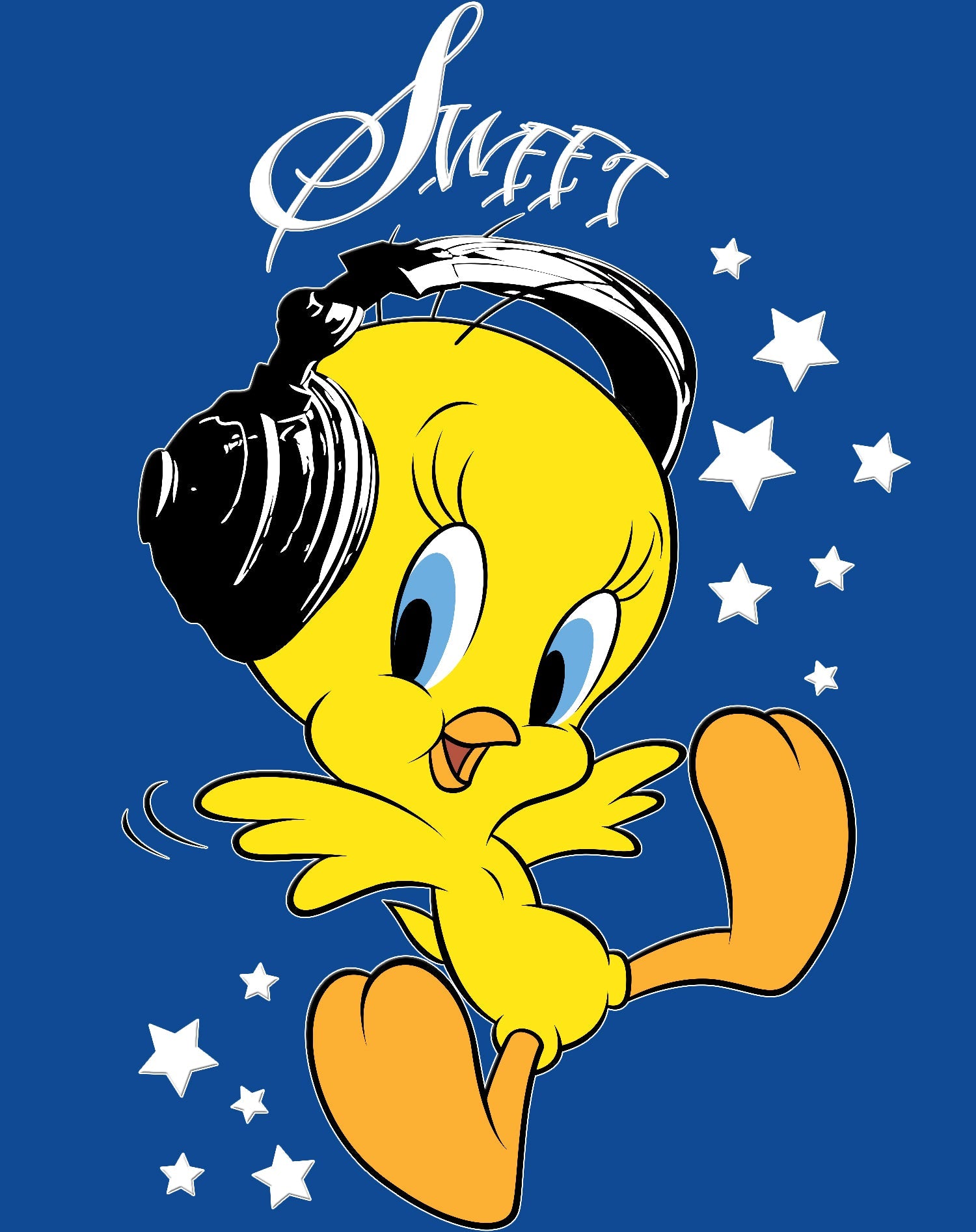 Looney Tunes Tweety Headphones Official Women' T-Shirt