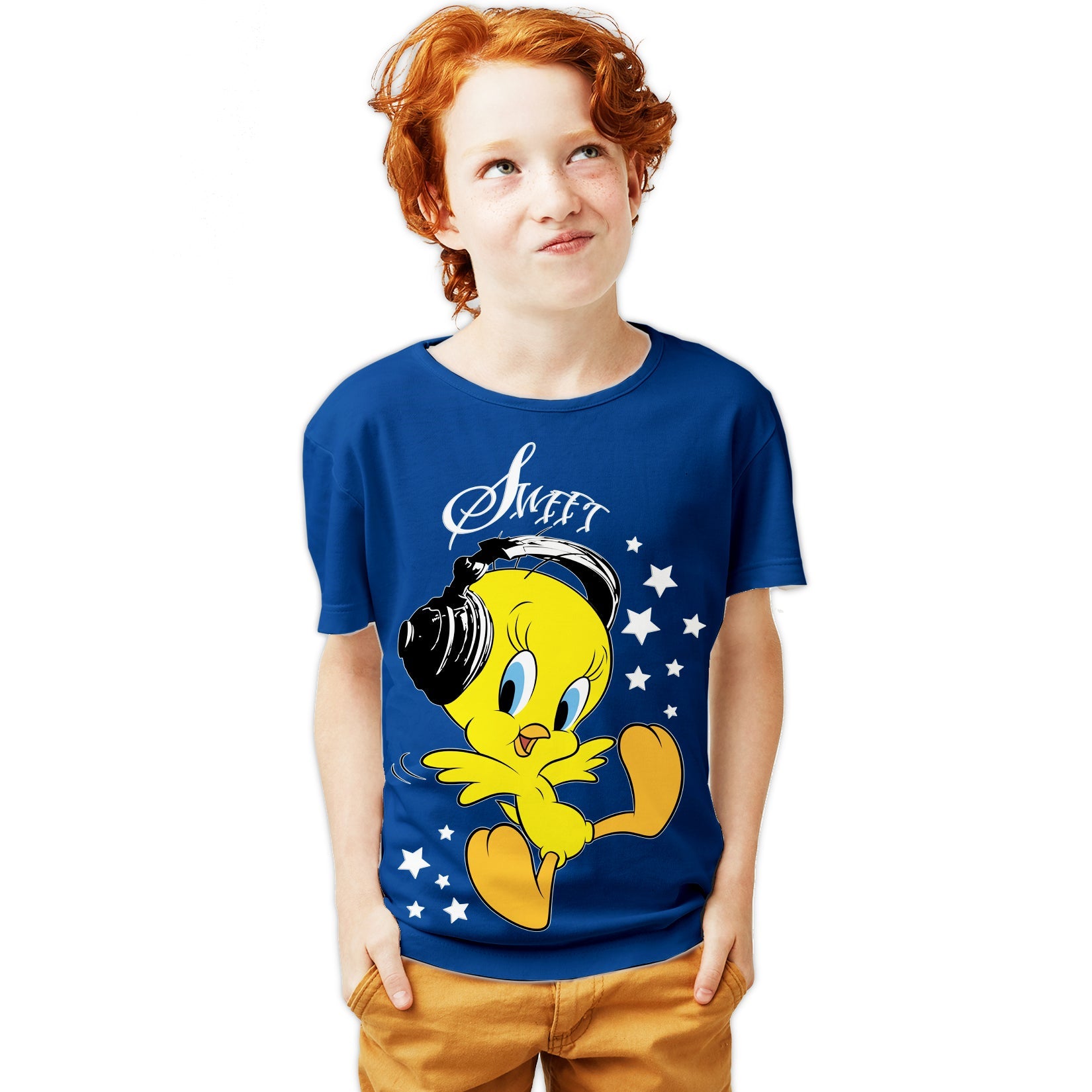 Looney Tunes Tweety Headphones Official Youth T-Shirt