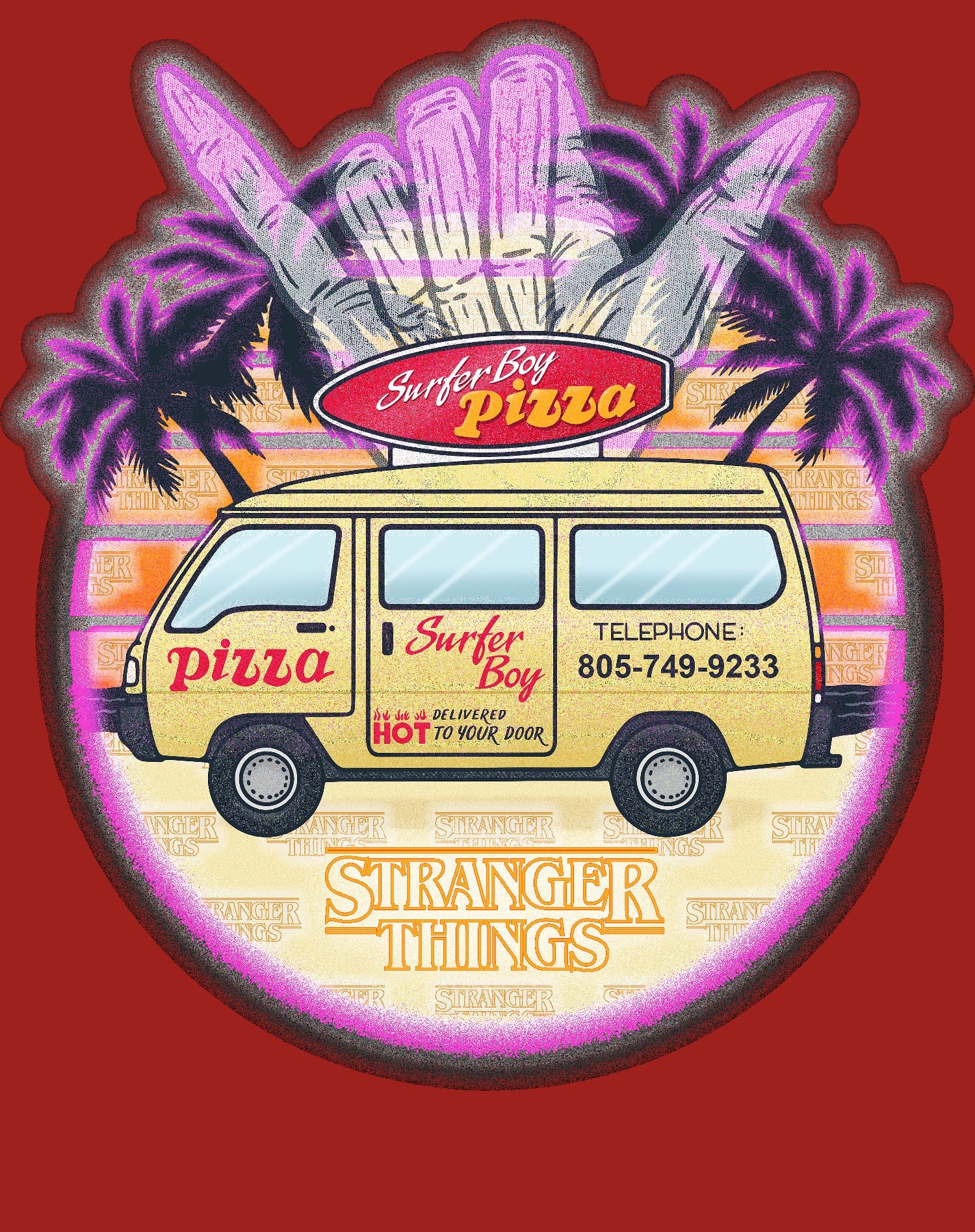 Stranger Things Argyle Splash Surf Pizza Sweatshirt