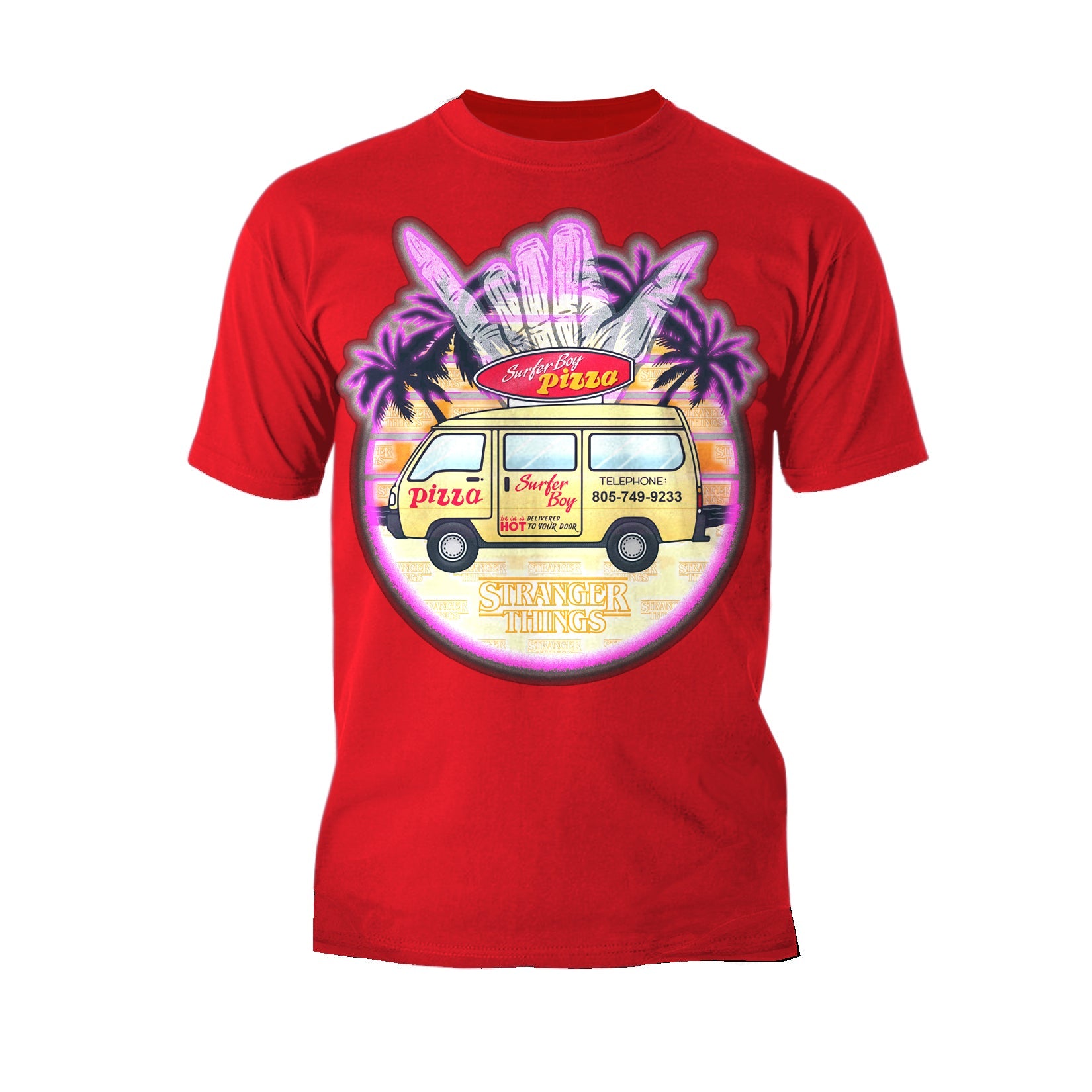 Stranger Things Argyle Splash Surf Pizza Men's T-Shirt