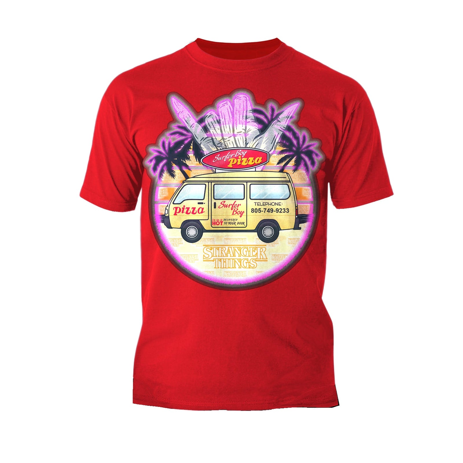 Stranger Things Argyle Splash Surf Pizza Men's T-Shirt