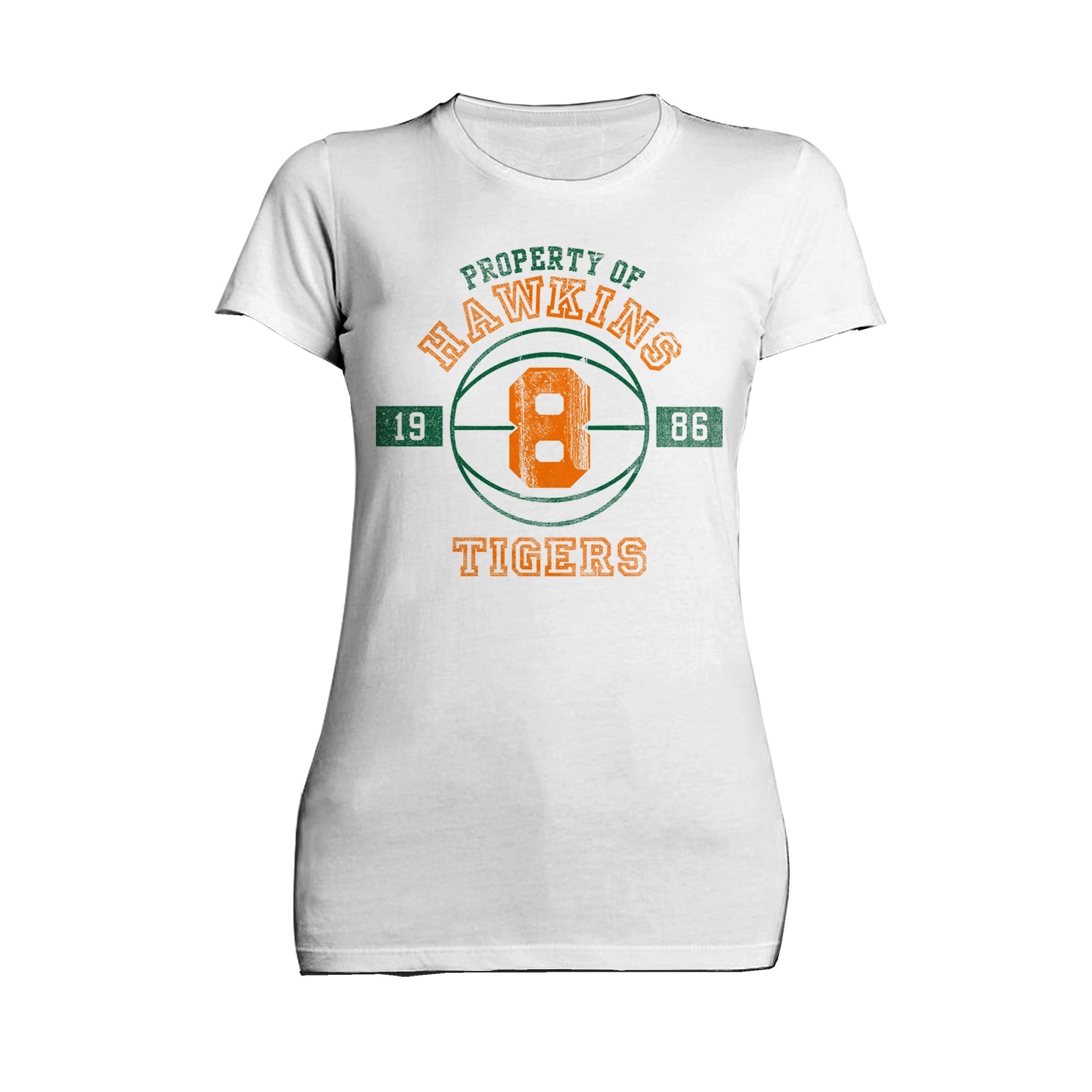 Stranger Things Hawkins Tigers Varsity Basketball Official Women's T-Shirt