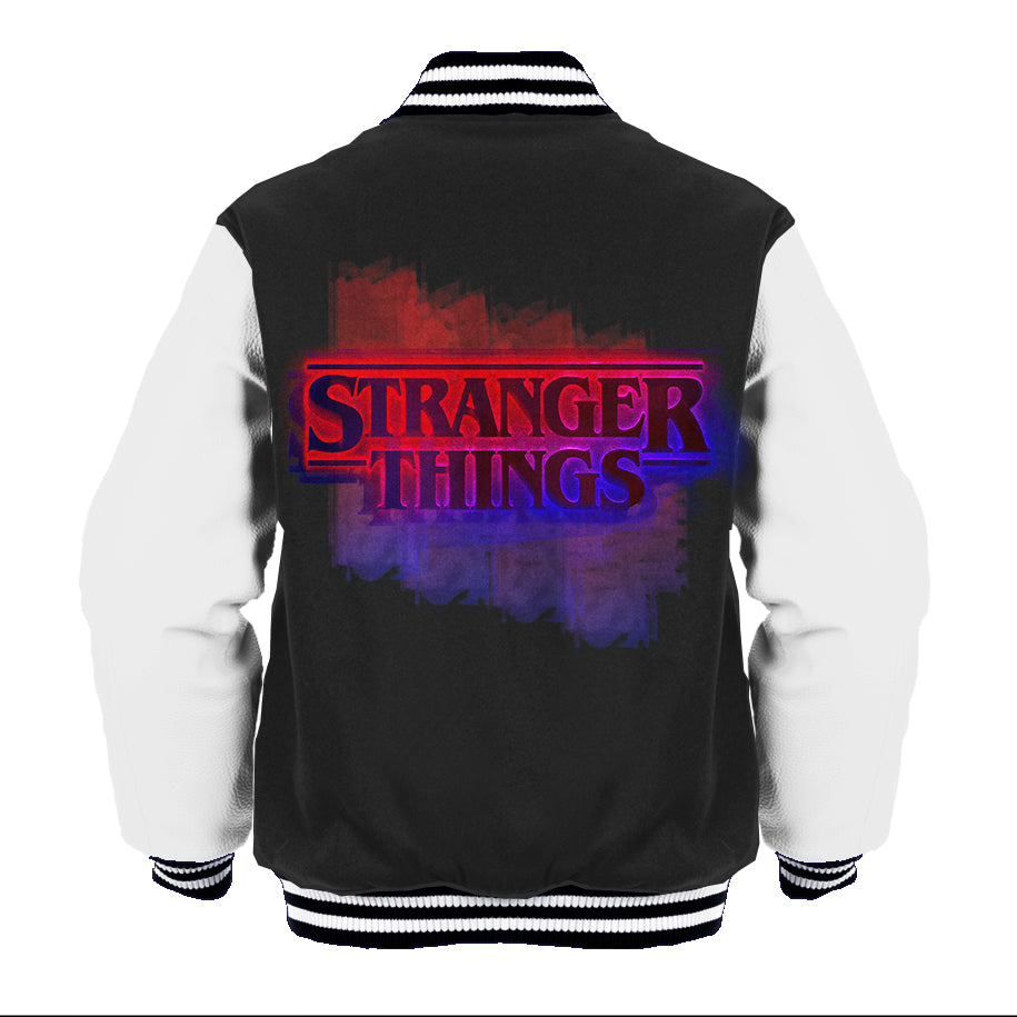 Stranger Things Logo Graffiti Stencil Varsity Jacket