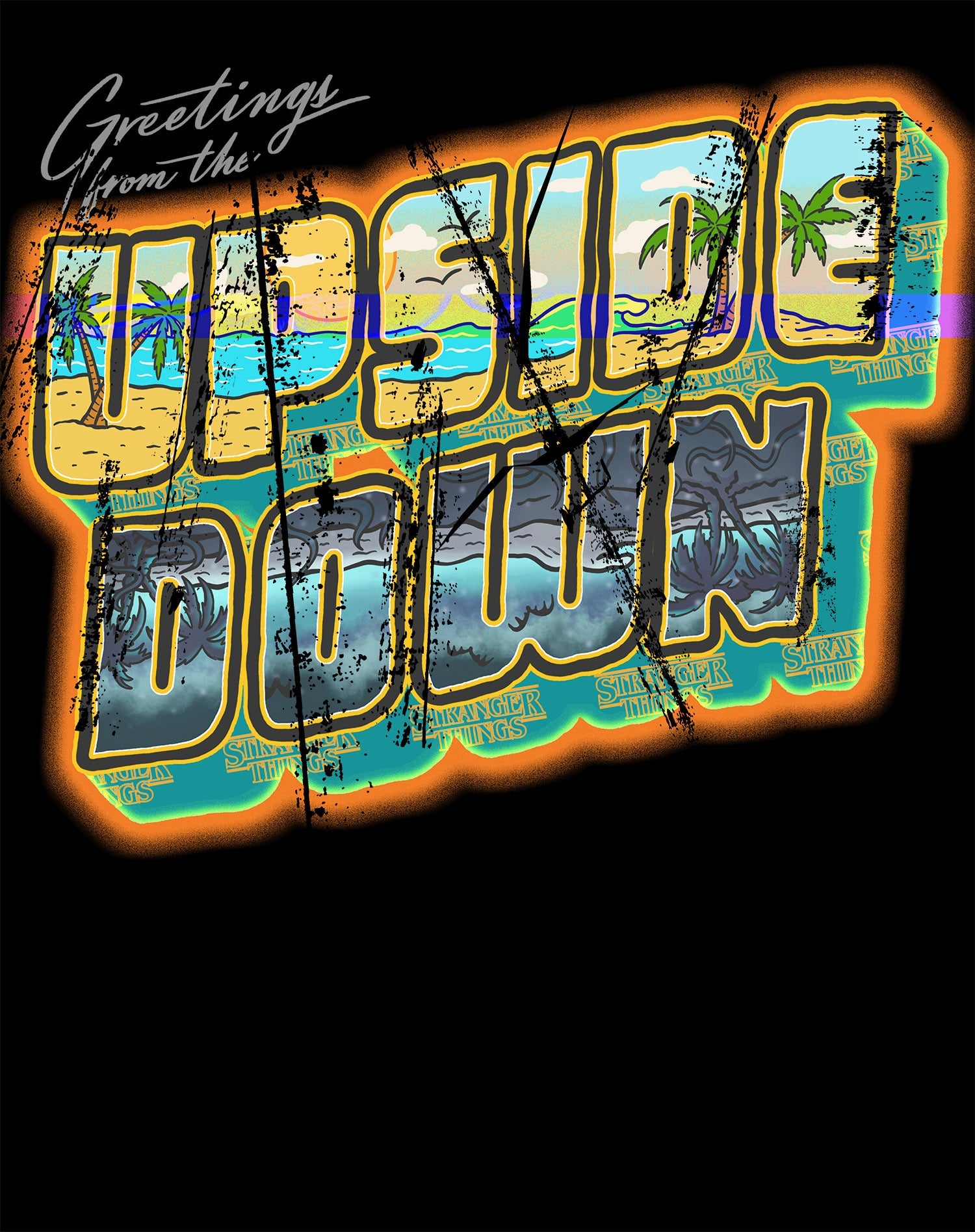 Stranger Things Upside Down Greetings California Men's T-Shirt
