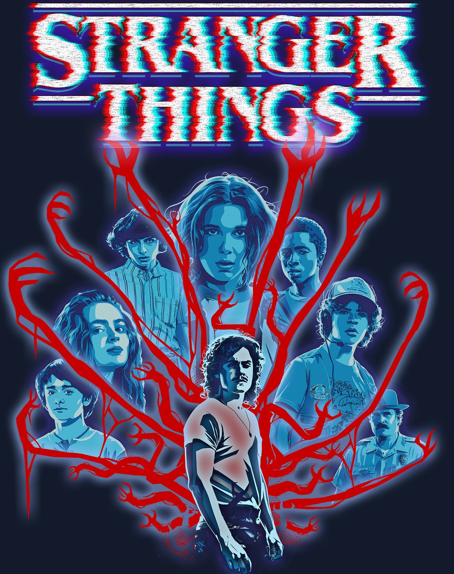 Stranger Things Vines Poster Hive Glitch Men's T-Shirt