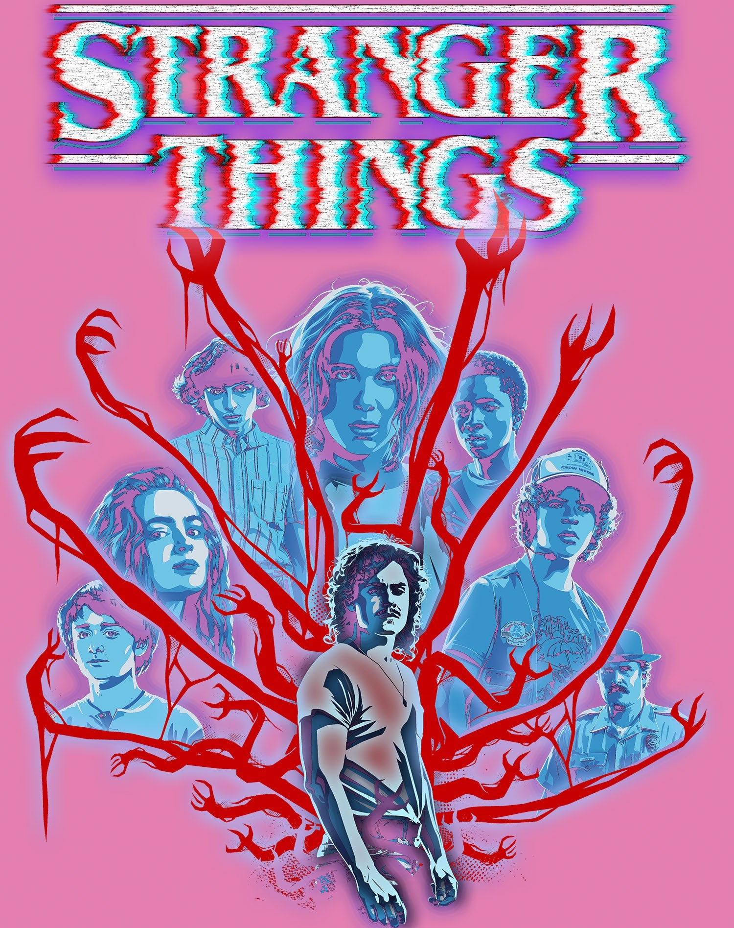 Stranger Things Vines Poster Hive Glitch Men's T-Shirt