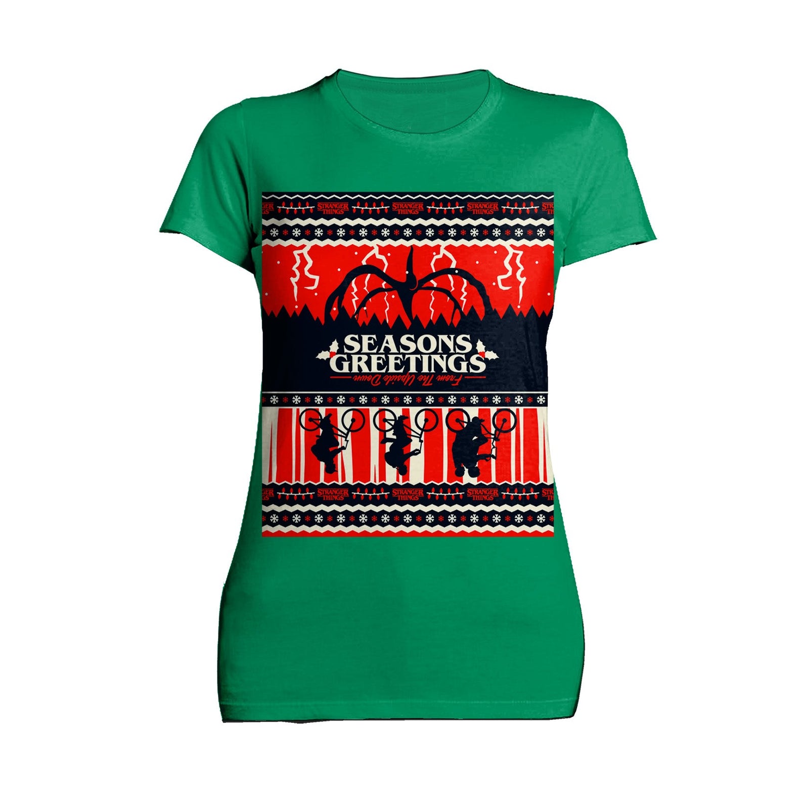 Stranger Things Xmas Mind Flayer Upside Down Women's T-Shirt