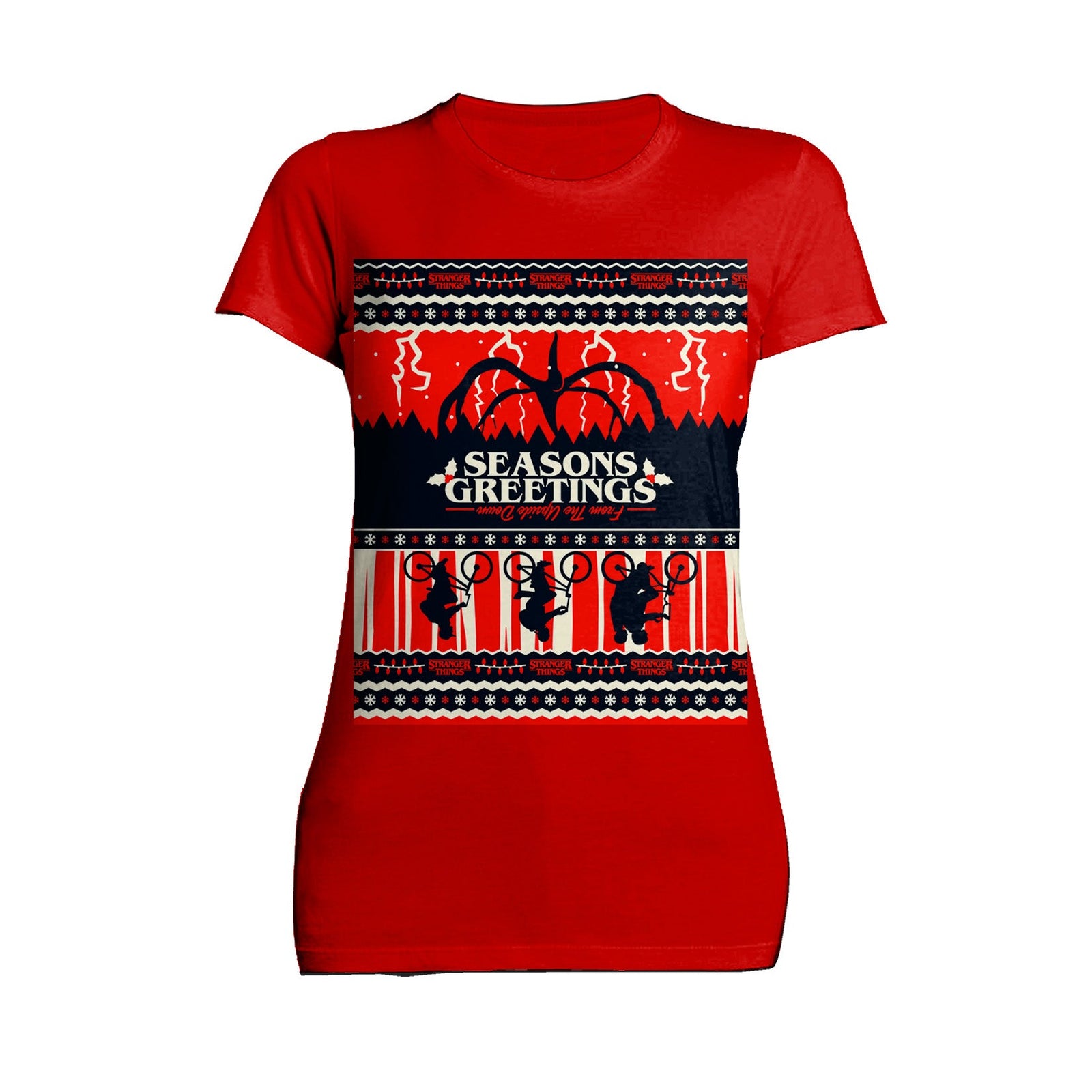 Stranger Things Xmas Mind Flayer Upside Down Women's T-Shirt