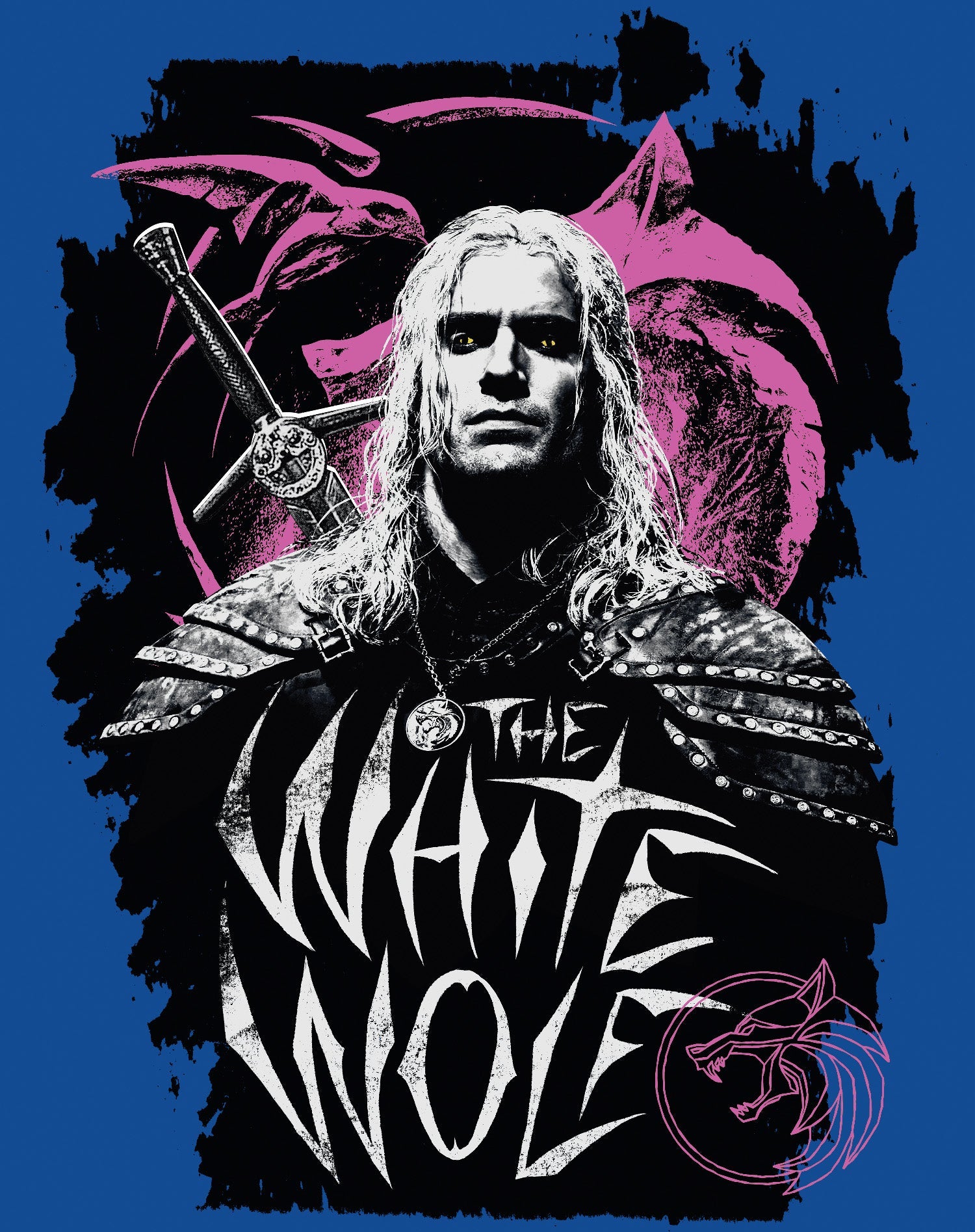 The Witcher Geralt Splash White Wolf Official Men's T-Shirt