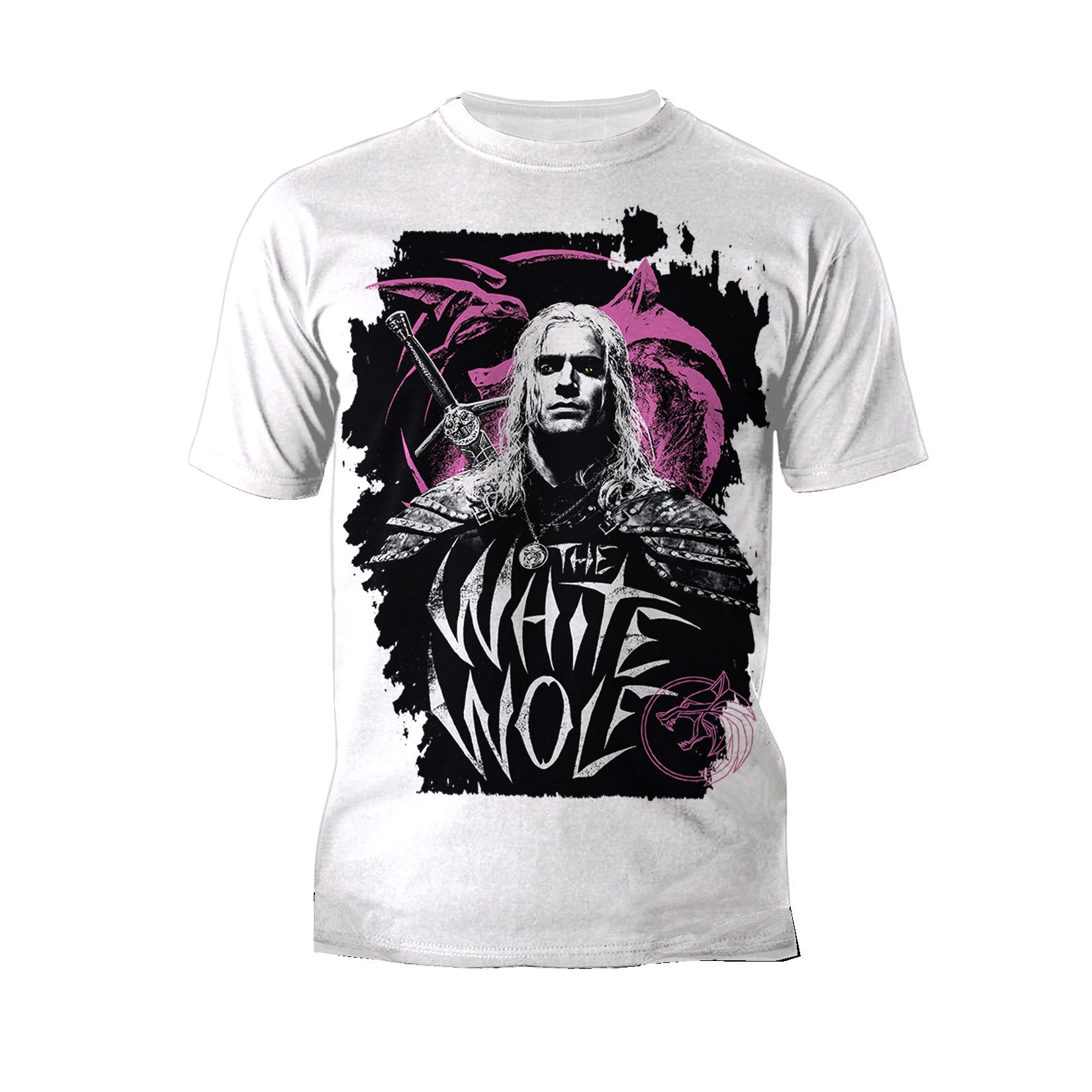 The Witcher Geralt Splash White Wolf Official Men's T-Shirt