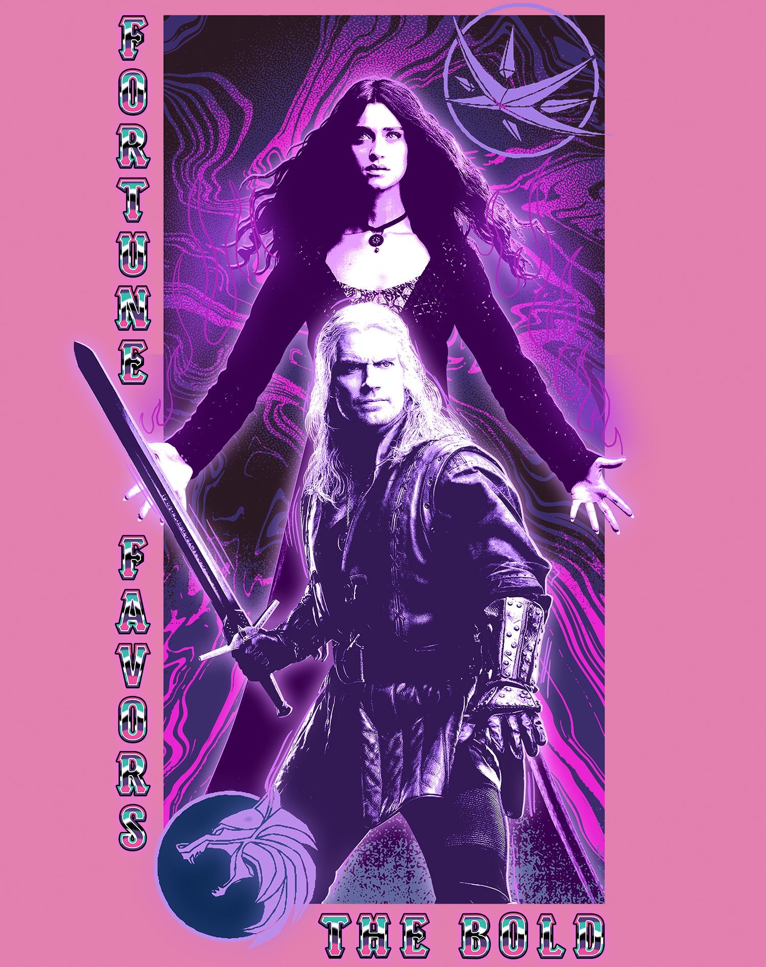 The Witcher Geralt Yennefer Portrait Bold Official Men's T-Shirt