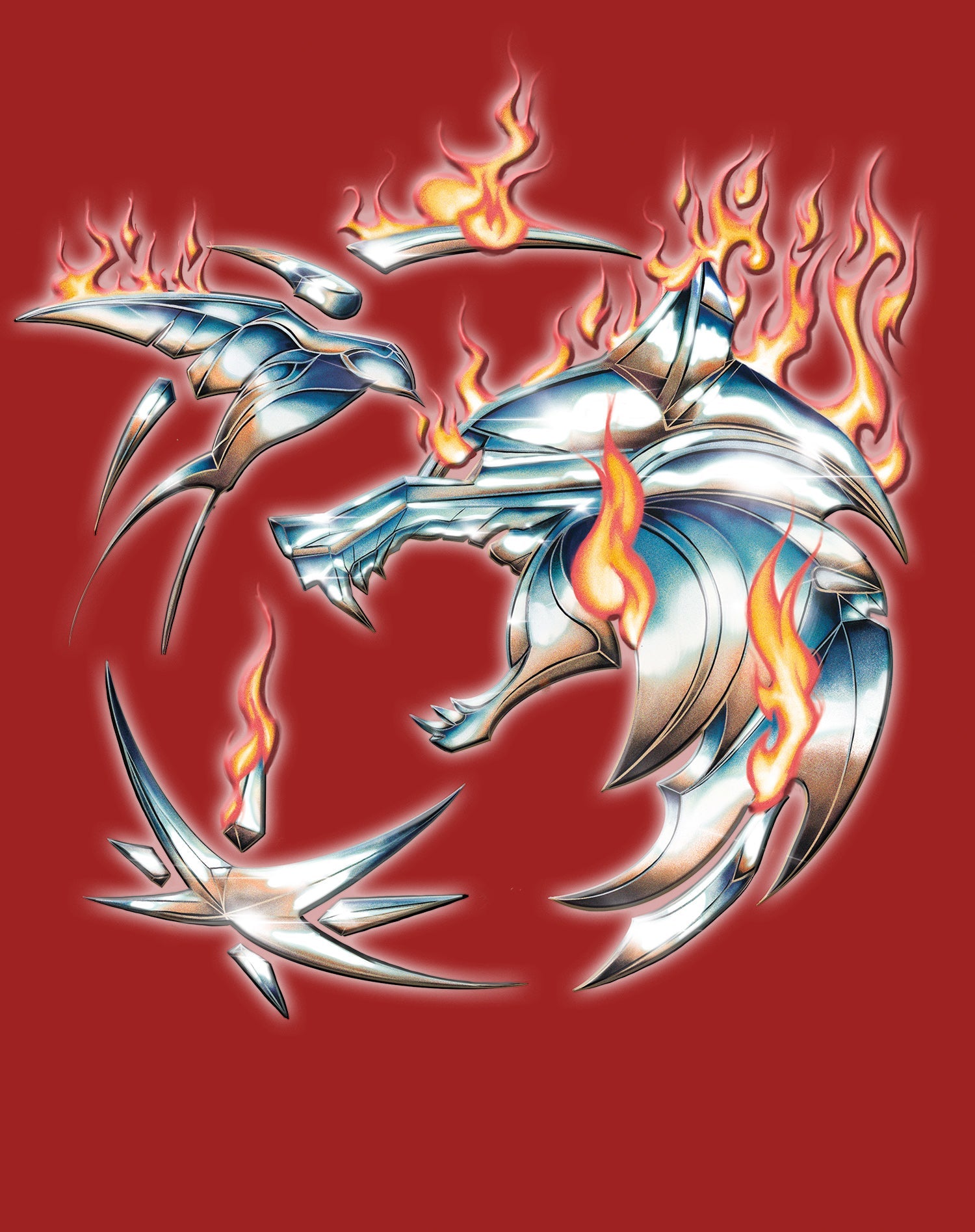 The Witcher Logo Metal Fire Official Men's T-Shirt