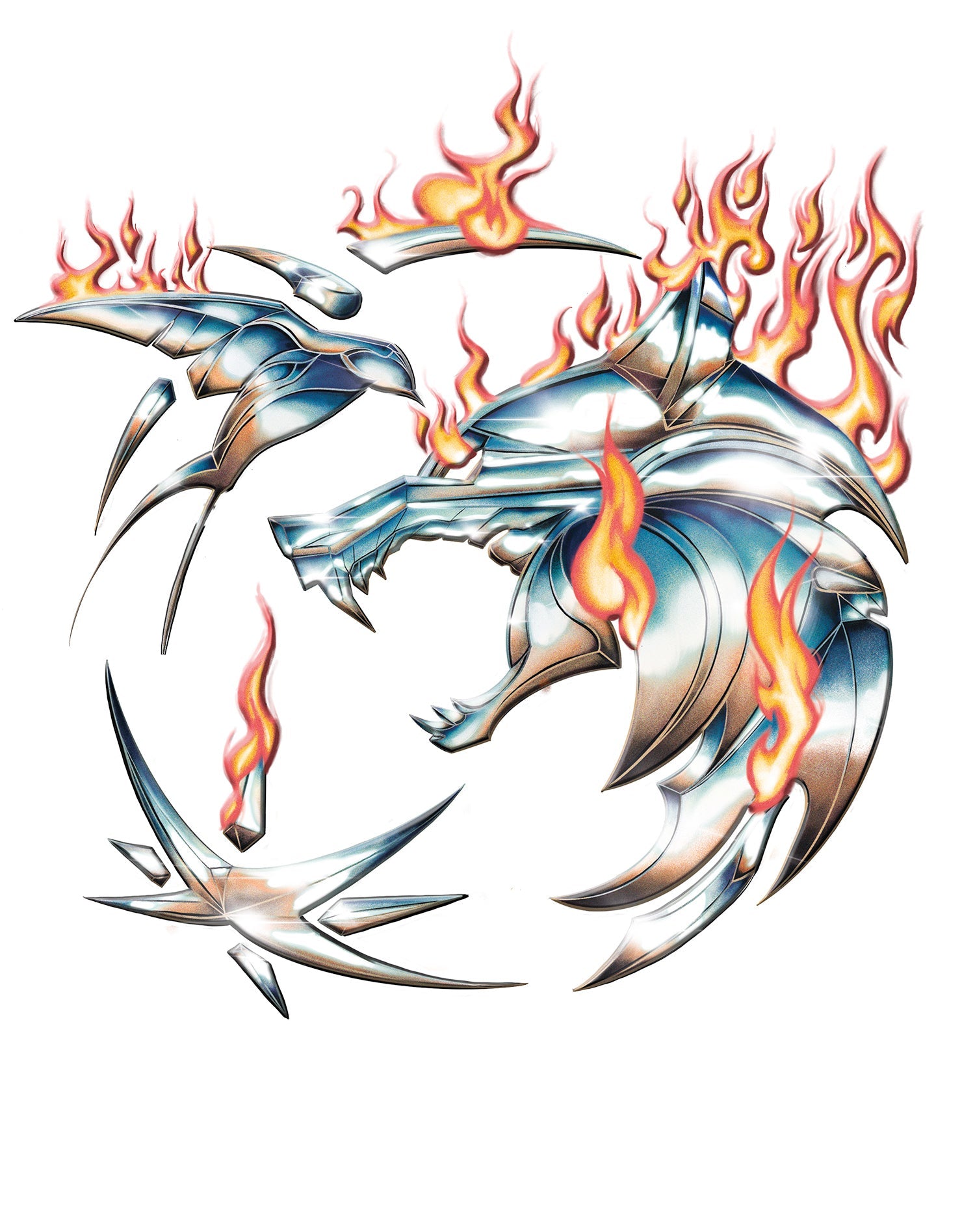 The Witcher Logo Metal Fire Official Men's T-Shirt