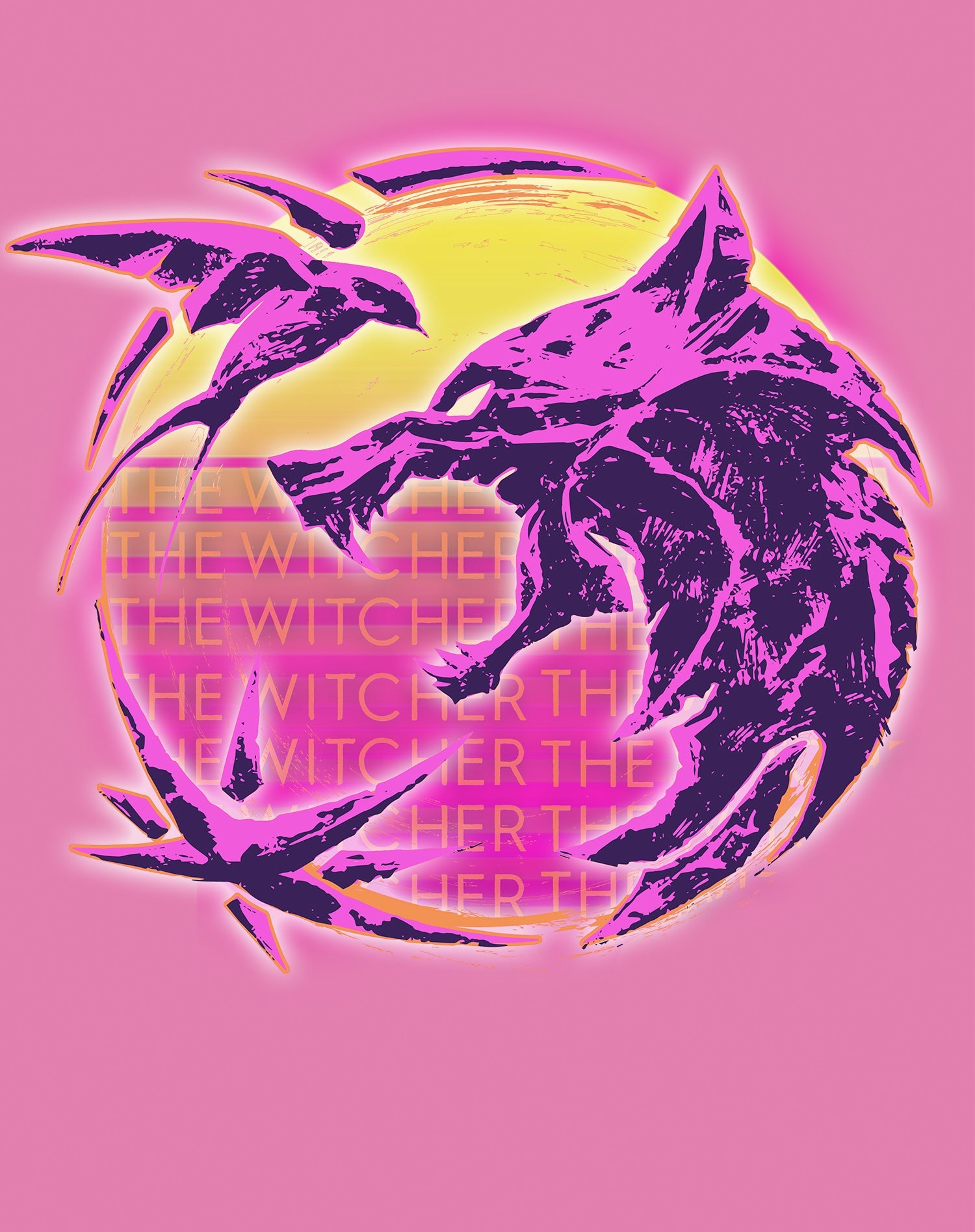 The Witcher Logo Synthwave Neon Sunset Official Men's T-Shirt