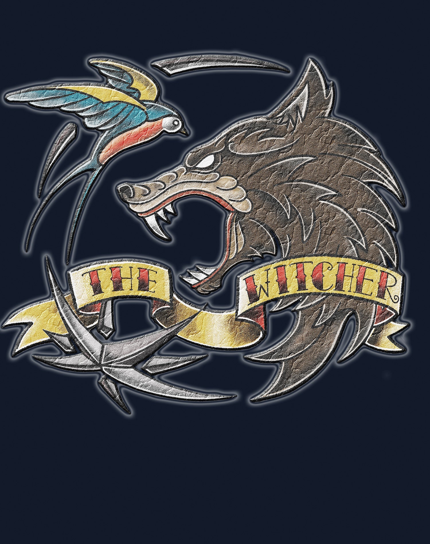 The Witcher Logo Tattoo Wolf Official Men's T-Shirt