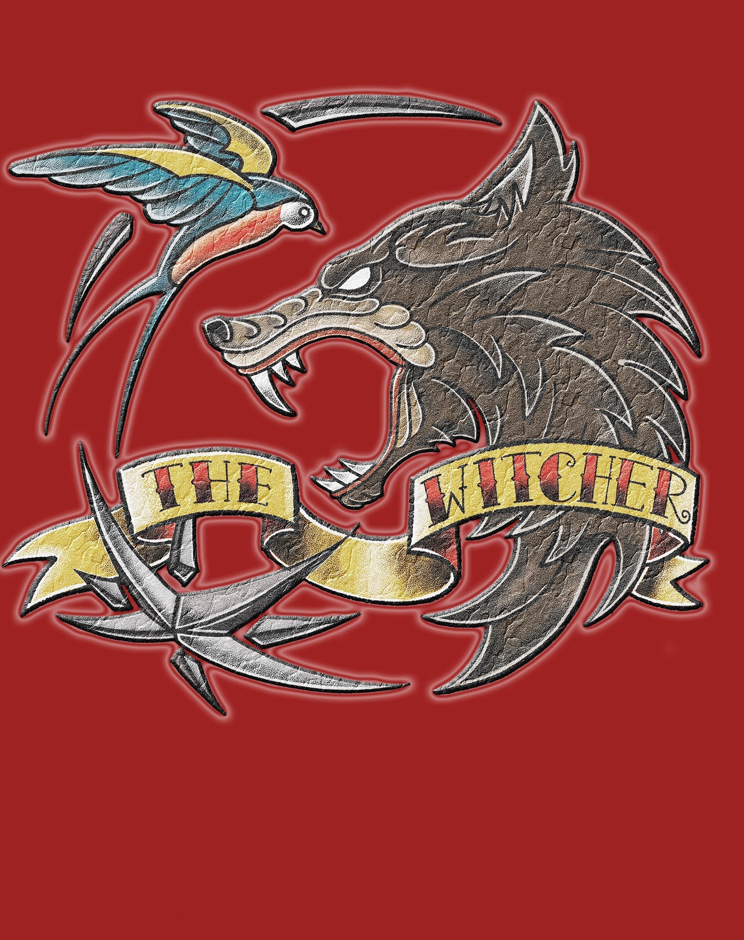 The Witcher Logo Tattoo Wolf Official Men's T-Shirt