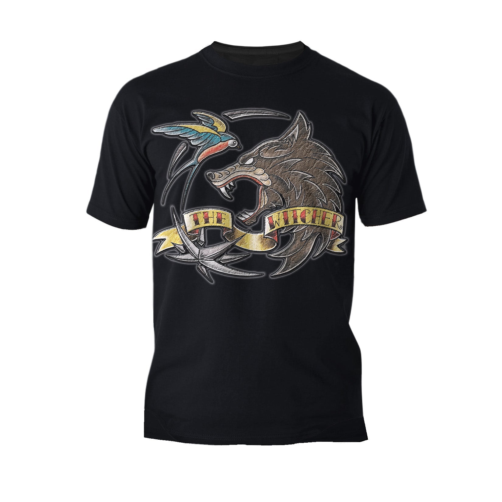 The Witcher Logo Tattoo Wolf Official Men's T-Shirt