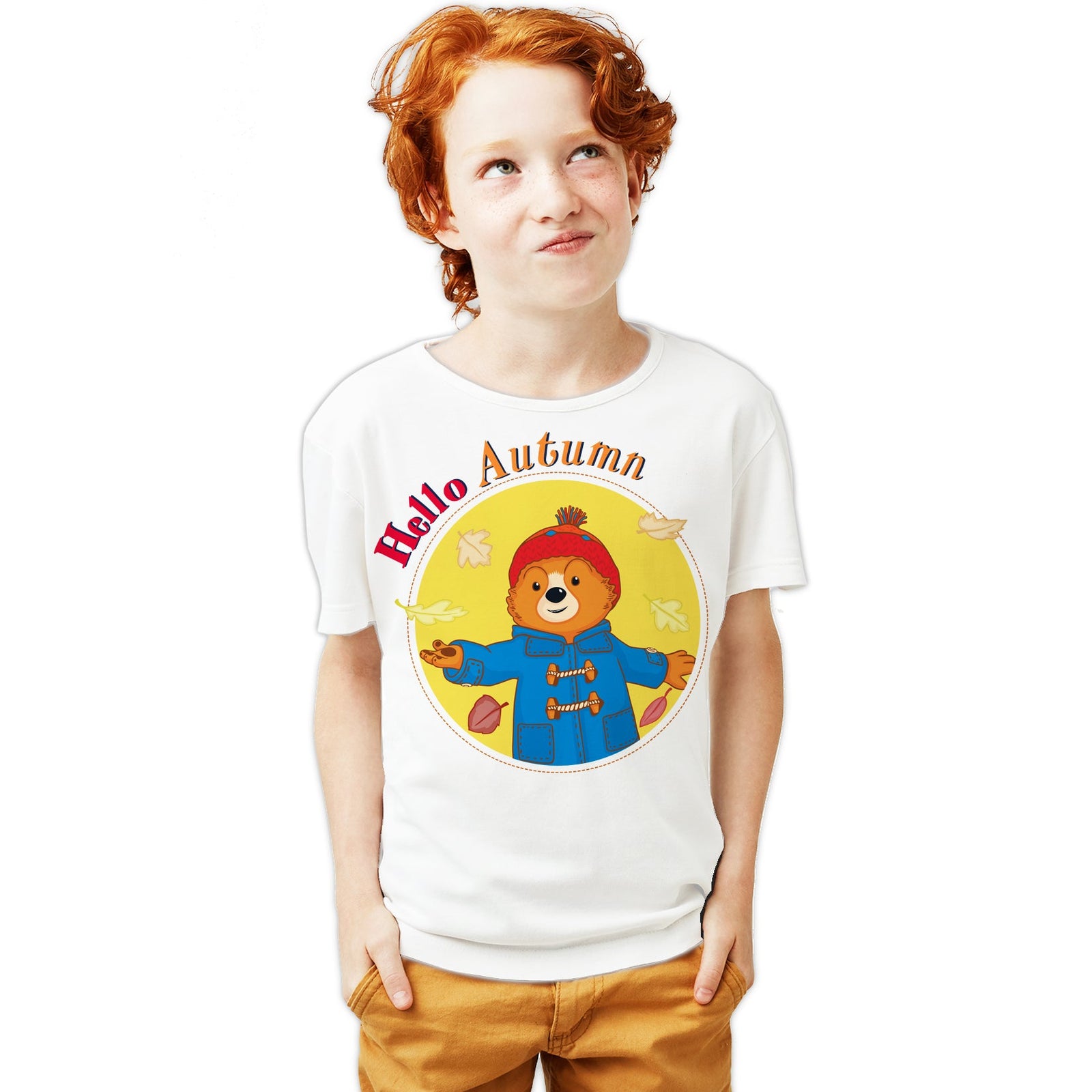 Paddington Bear Adventures Badge Hello Autumn Official Youth T-Shirt