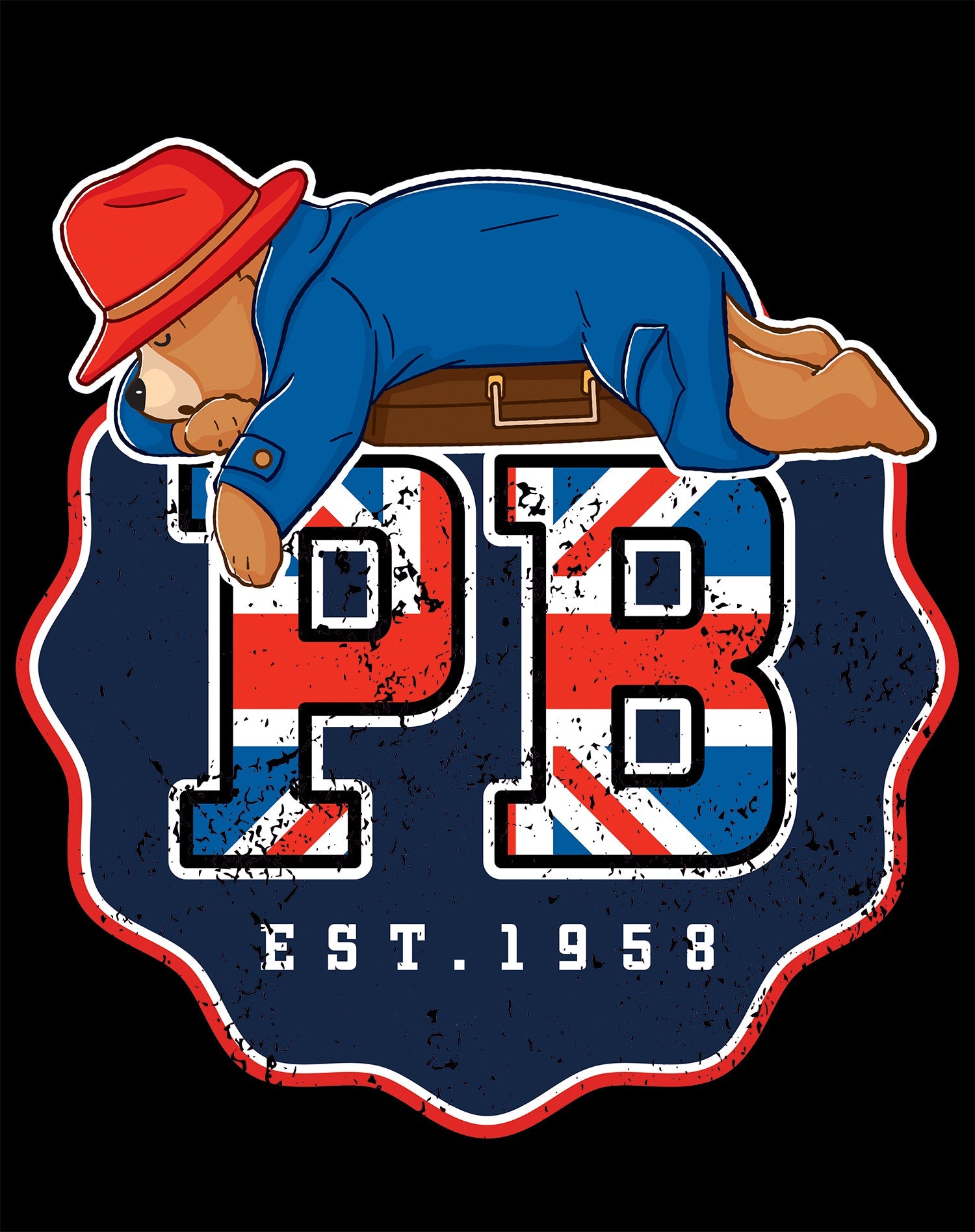 Paddington Bear Collegiate Badge Union Jack Official Men's T-Shirt