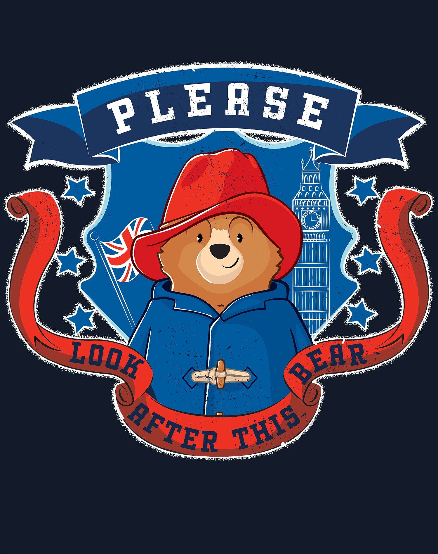 Paddington Bear Collegiate Crest London Official Men's T-Shirt
