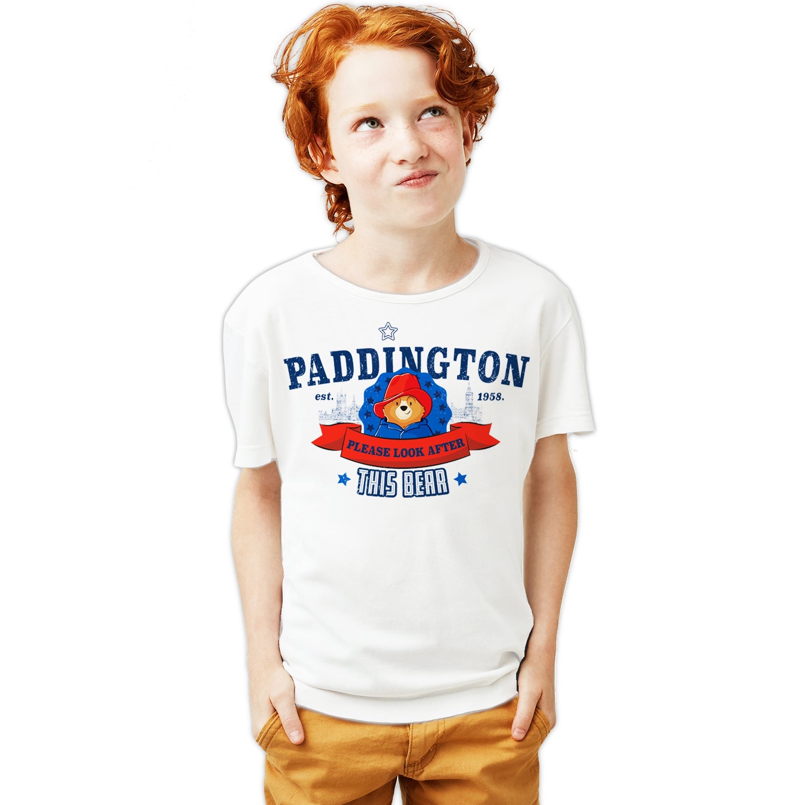 Paddington Bear Collegiate London Please Look Light Official Youth T-Shirt