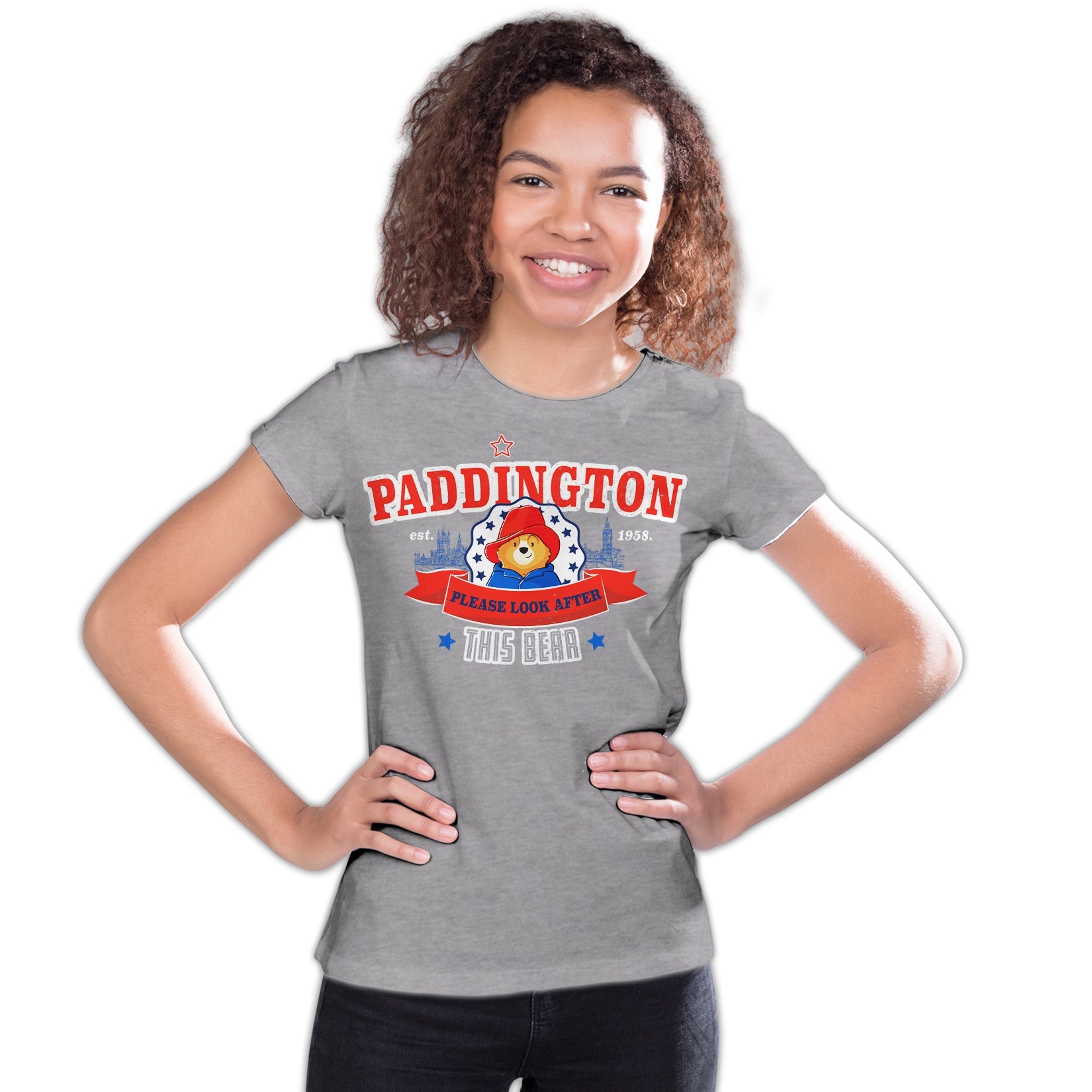 Paddington Bear Collegiate London Please Look Saturated Official Youth T-Shirt