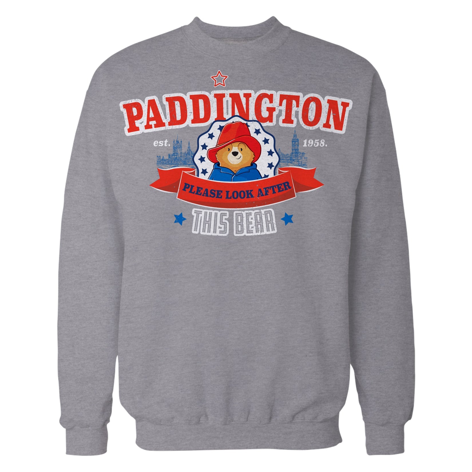 Paddington Bear Collegiate London Please Look Saturated Official Sweatshirt