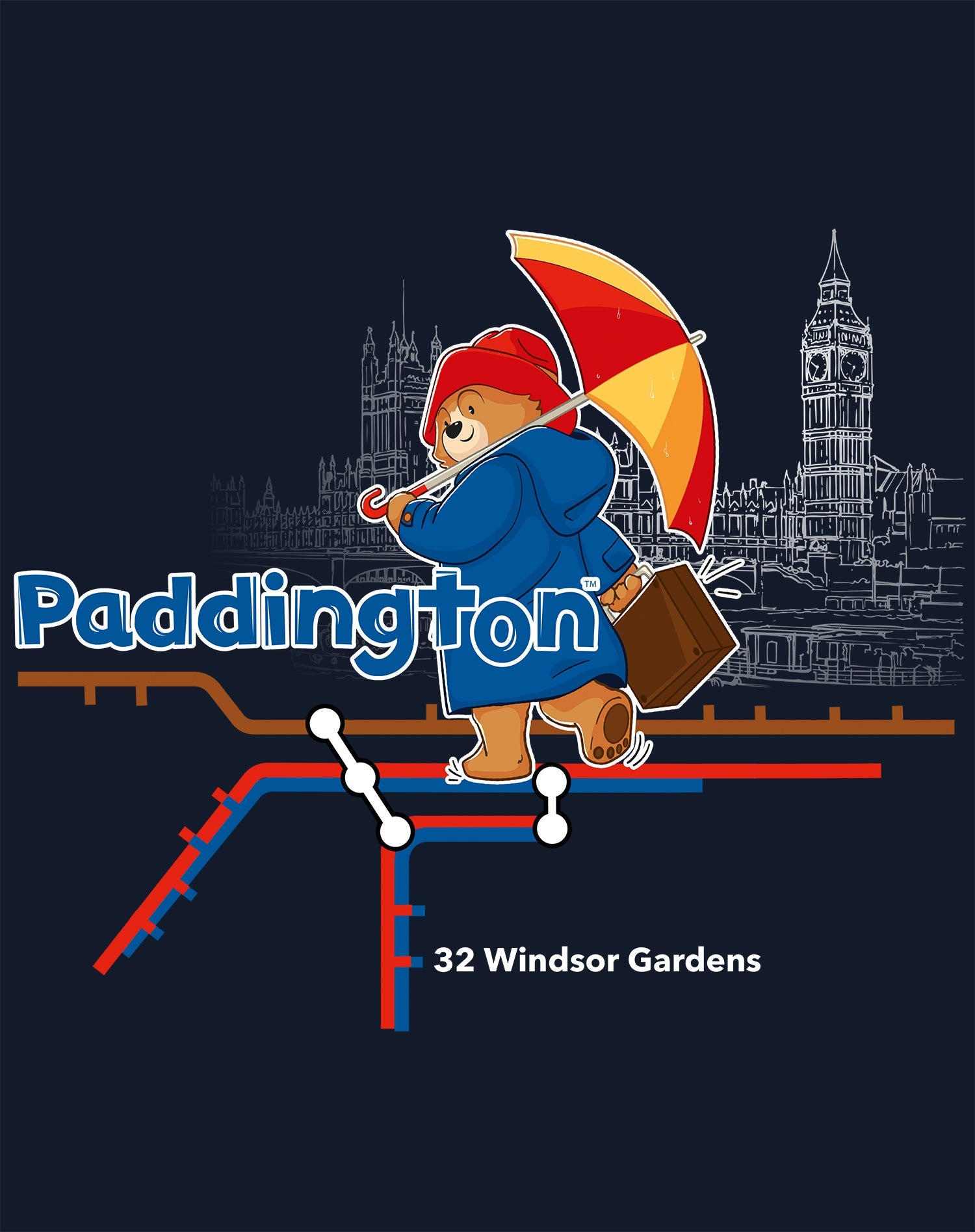 Paddington Bear Collegiate London Tube Map Official Sweatshirt