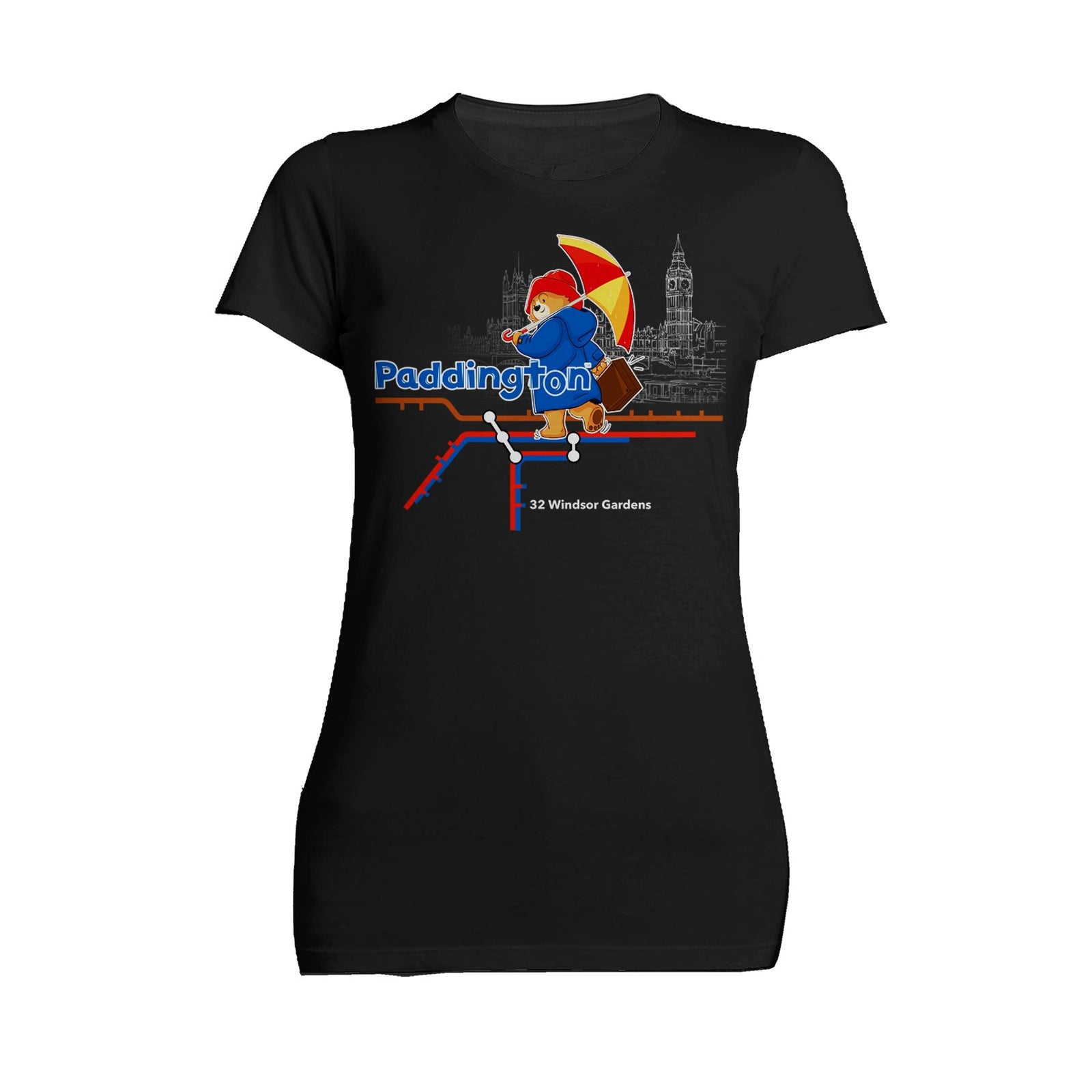 Paddington Bear Collegiate London Tube Map Women's T-Shirt