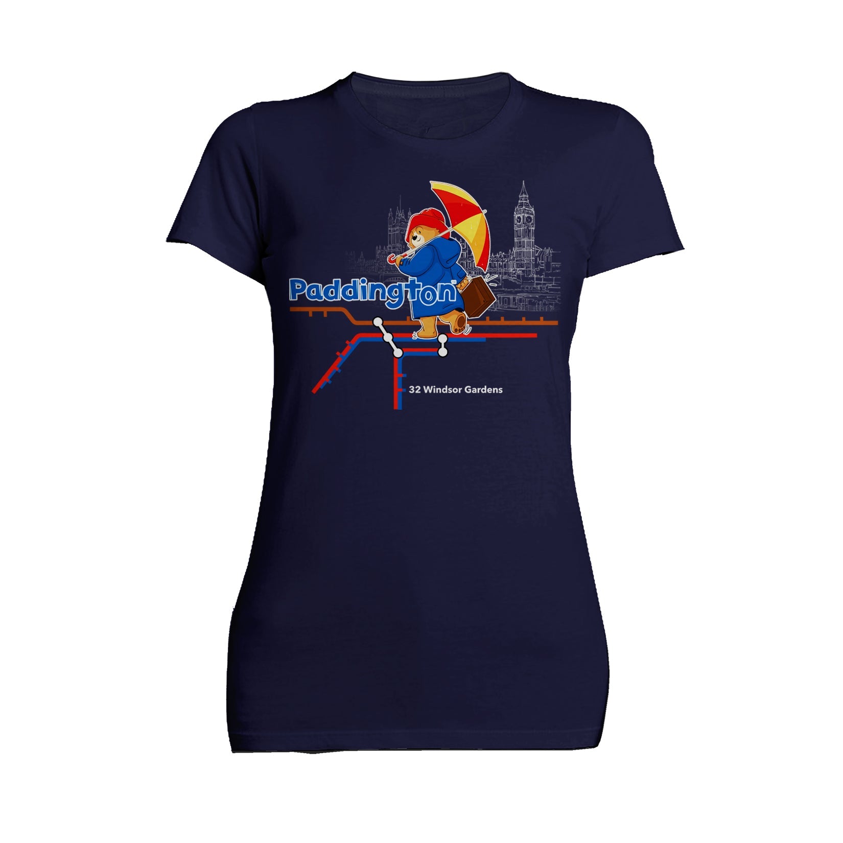 Paddington Bear Collegiate London Tube Map Women's T-Shirt