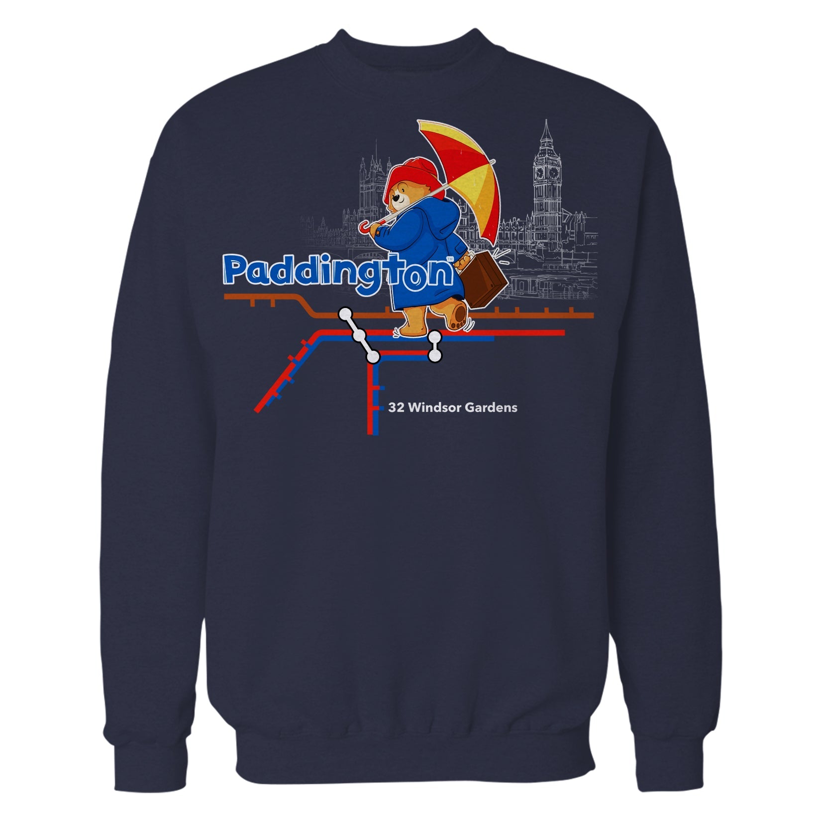 Paddington Bear Collegiate London Tube Map Official Sweatshirt