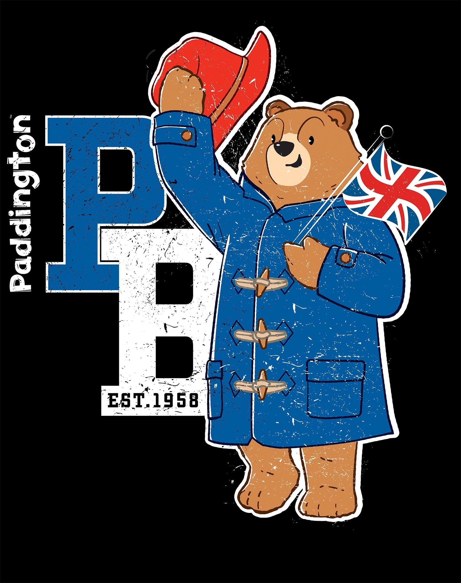 Paddington Bear Collegiate Splash Team Vintage Official Youth T-Shirt