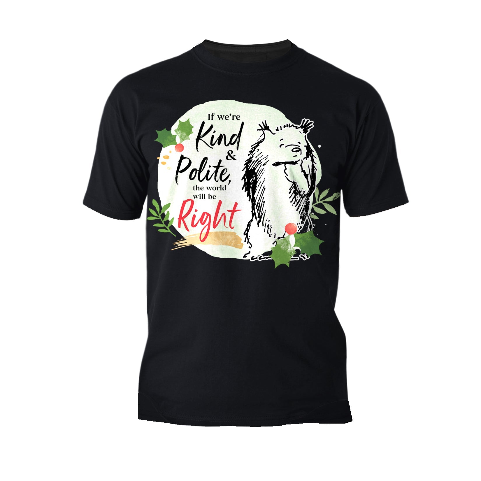 Paddington Bear Xmas Badge Polite Holly Mistletoe Christmas Men's T-Shirt
